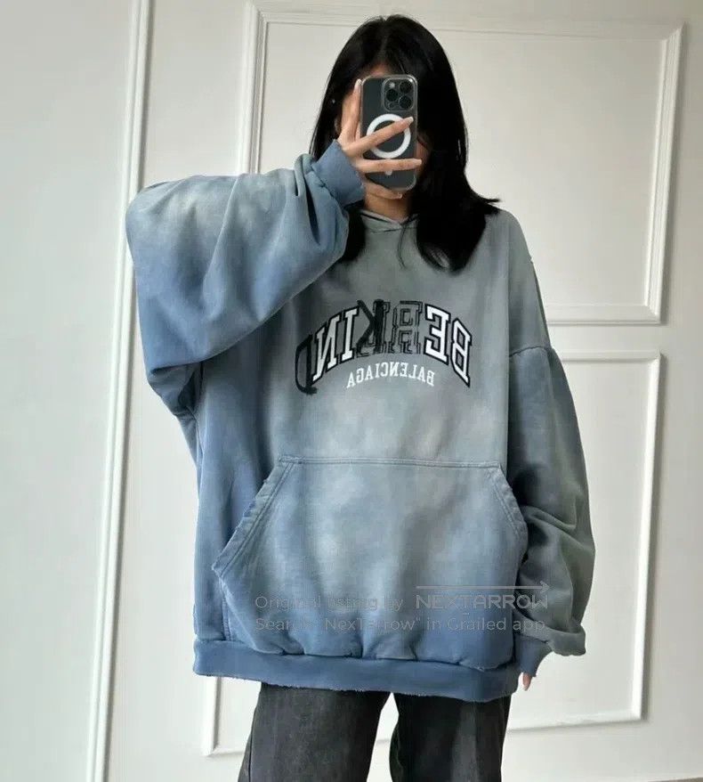 Balenciaga Balenciaga Distressed Washed Blue Hoodie Size US S / EU 44-46 / 1 - 6 Thumbnail