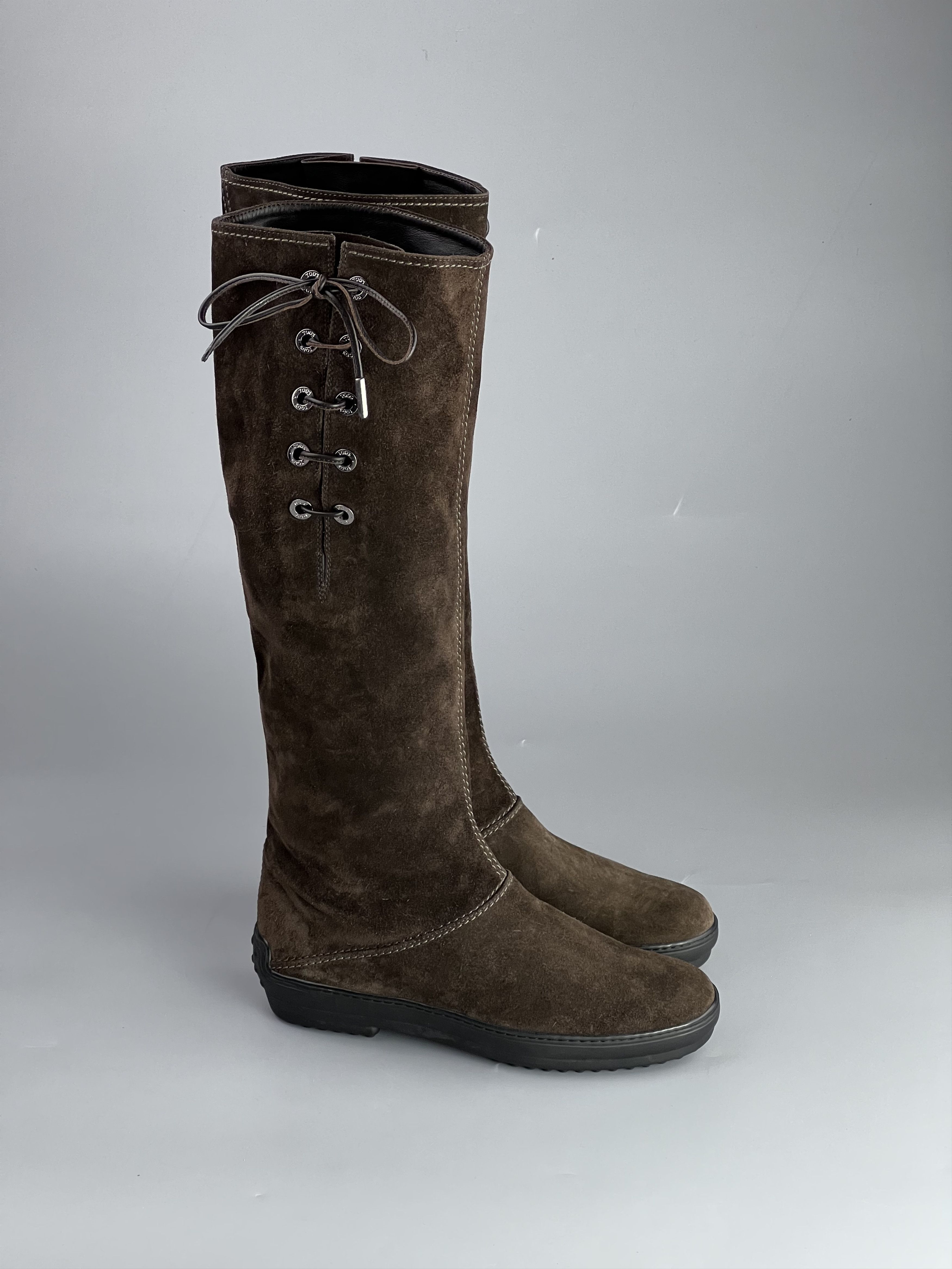 Tod's × Vibram Tod’s Brown Suede Knee High Boots Size 38 Size US 8 / IT 38 - 1 Thumbnail