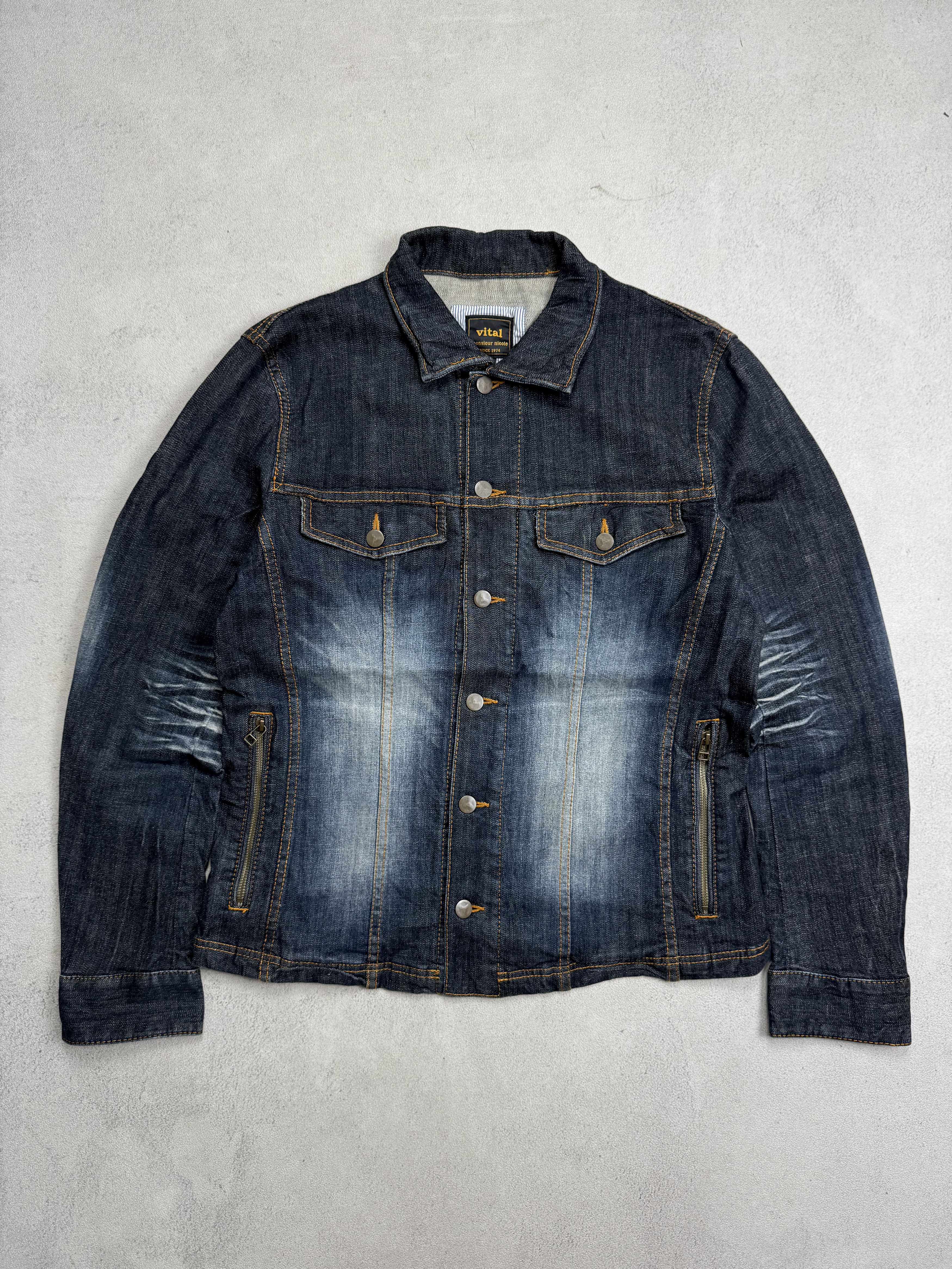 Japanese Brand VITAL Monsieur Nicole Mud Wash Denim Jacket Size US M / EU 48-50 / 2 - 1 Thumbnail