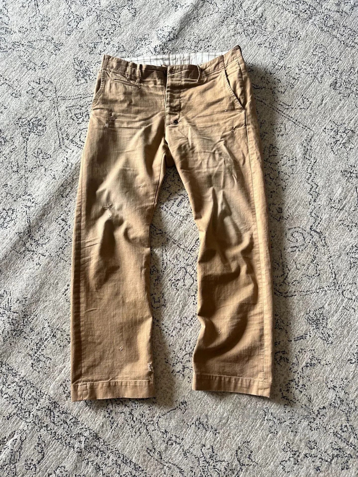Japanese Brand ANACHRONORM Retro Distressed Pants. Size US 32 / EU 48 - 1 Thumbnail