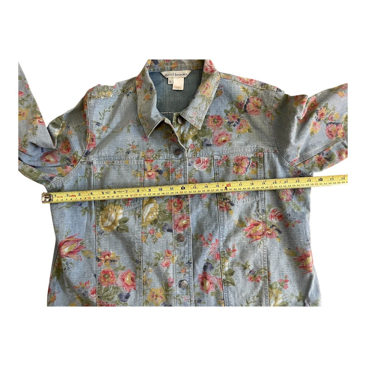 Other Vintage David Brooks Women's Floral Blue Denim Jacket Sz XL Size XL / US 12-14 / IT 48-50 - 10 Thumbnail
