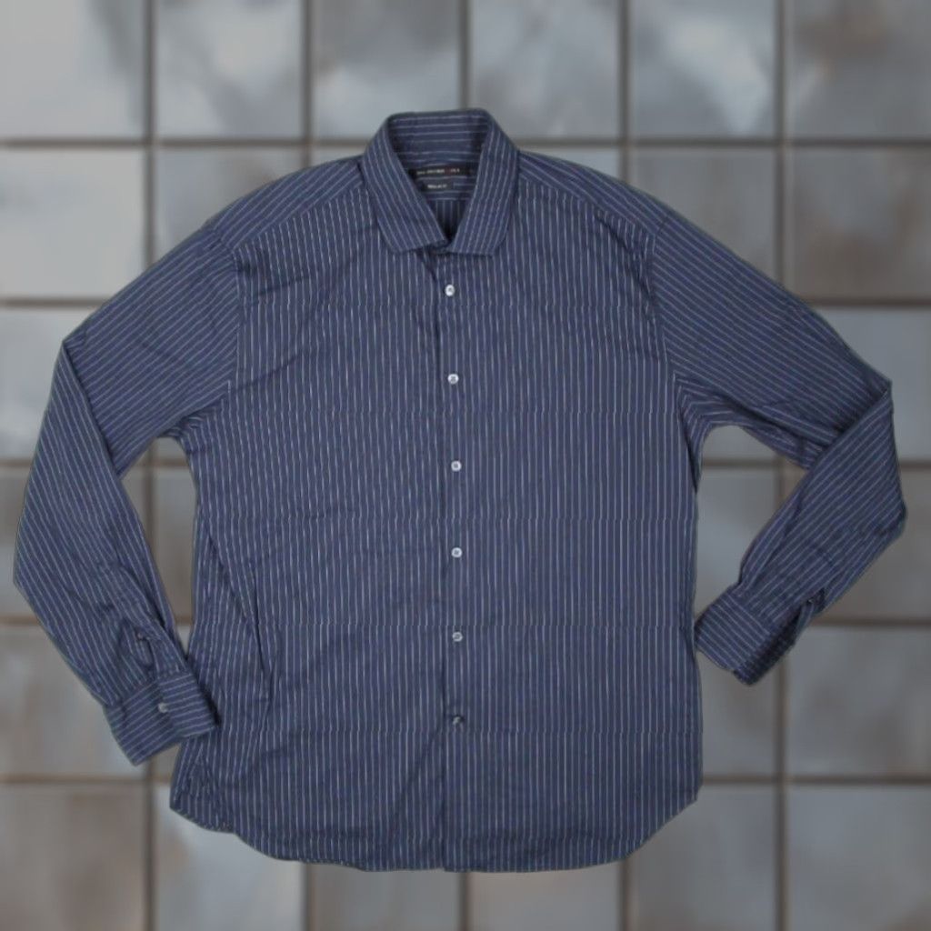 John Varvatos VINTAGE John Varvatos Star USA Dress Shirt Mens 16.5 Blue Striped Business Casual Long Sleeve 100% Cotton Size 34R - 1 Thumbnail