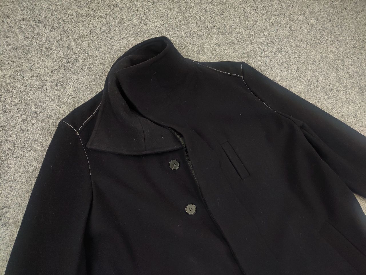 Japanese Brand Umit Unal Navy Wool asymmetrical Handmade Coat Jacket Size US M / EU 48-50 / 2 - 5 Thumbnail