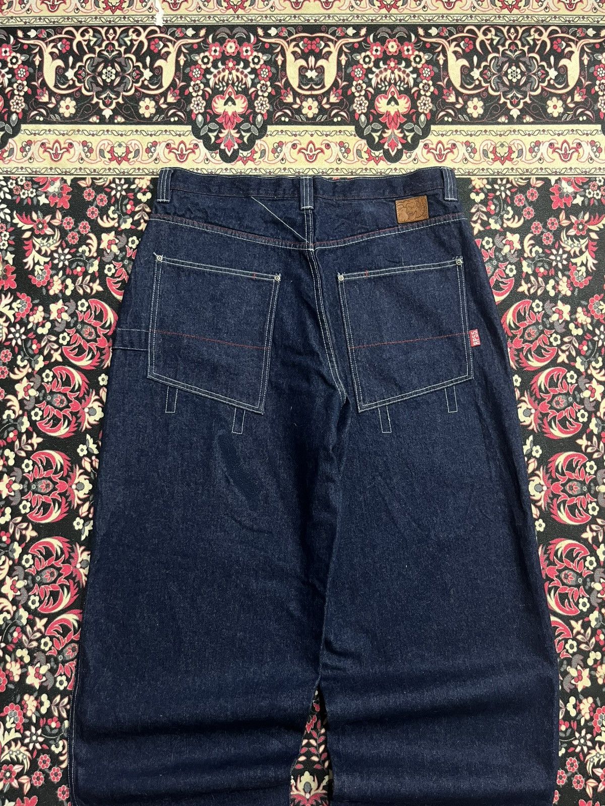 JNCO ⚡️Baggy⚡️Vintage RP55 Indigo Washed Repaired Extra Baggy Jeans Size US 38 / EU 54 - 7 Thumbnail