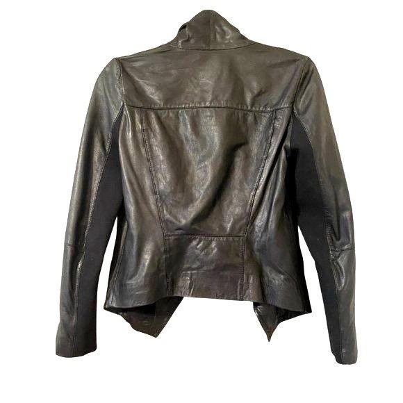 Trouve drape clearance front leather jacket