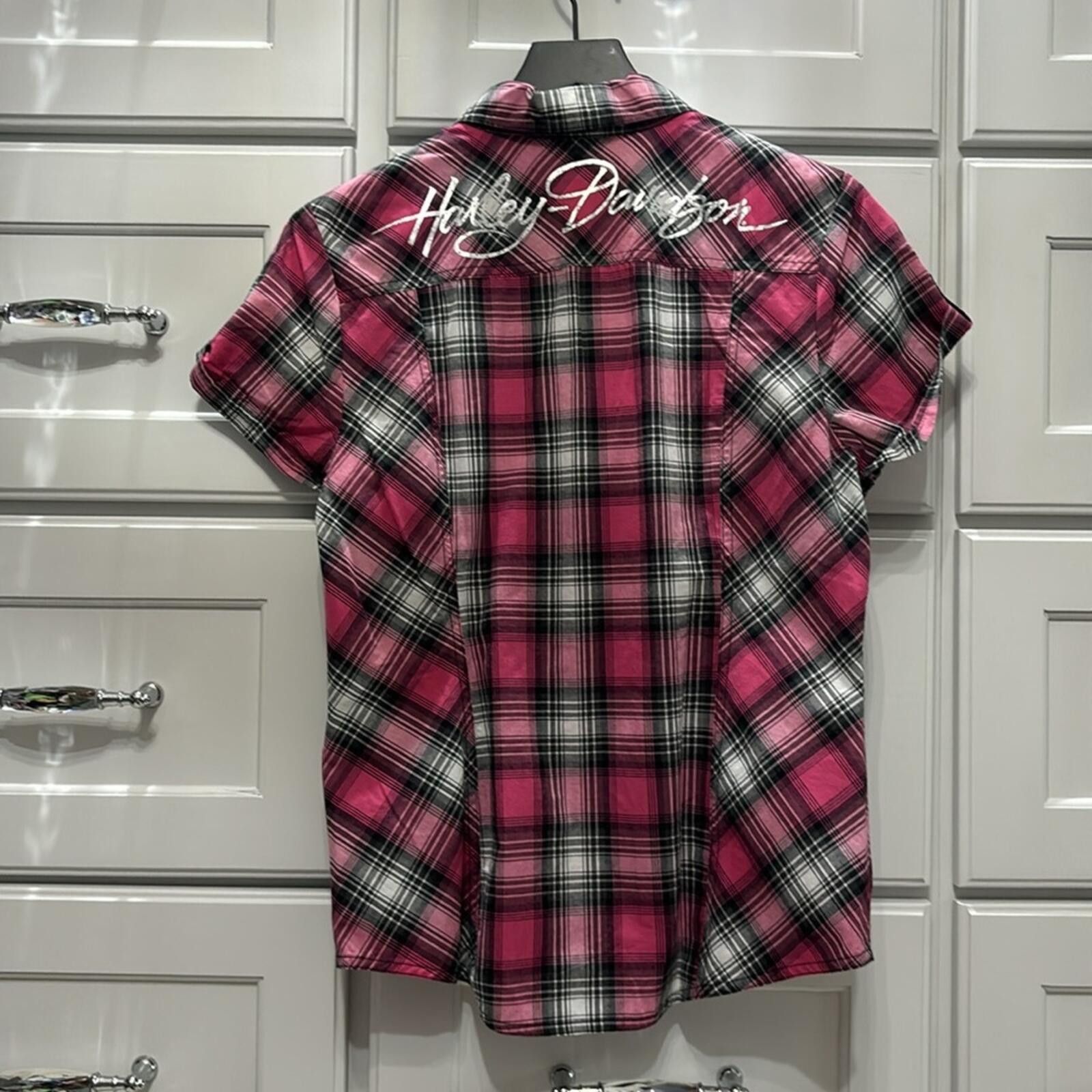 Harley Davidson Harley-Davidson Plaid shirt-sleeve Button-Down Shirt Size M / US 6-8 / IT 42-44 - 2 Thumbnail