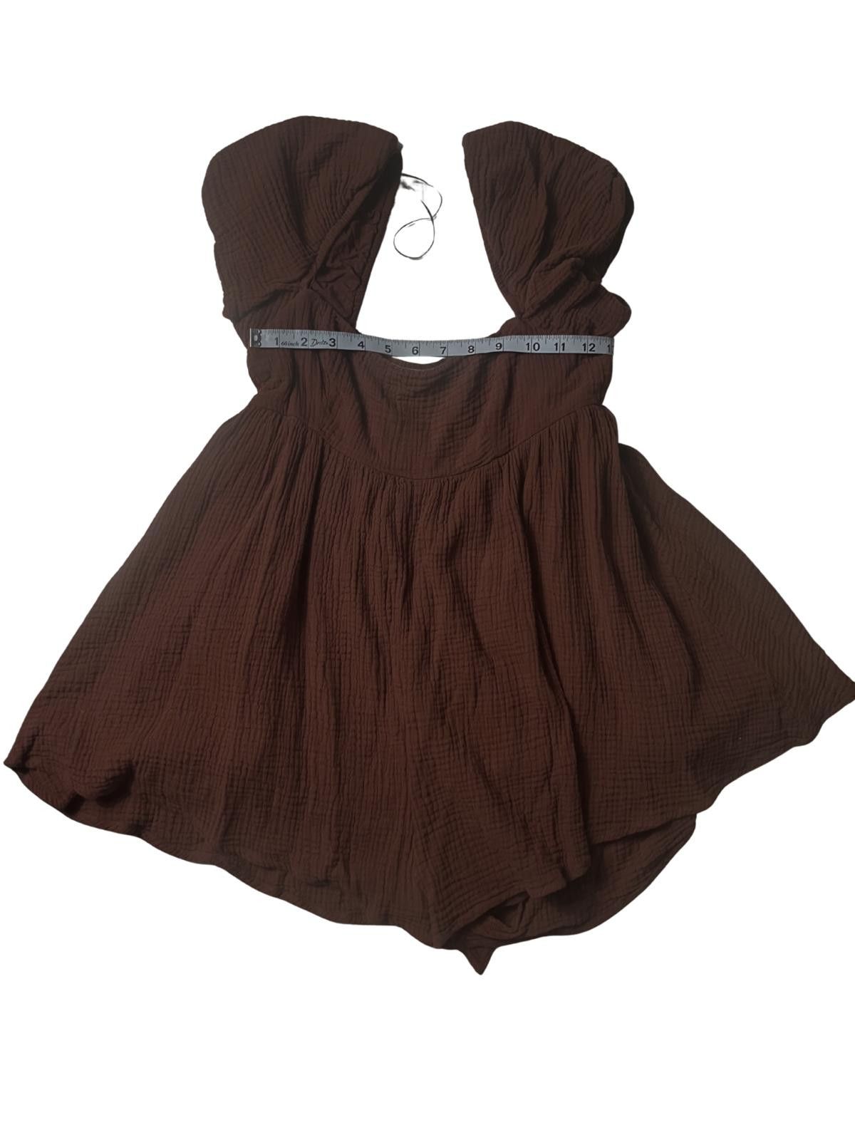 Other Princess Polly Brown Cotton Gauze Smocked Romper US 6 Size 28" / US 6 / IT 42 - 6 Thumbnail