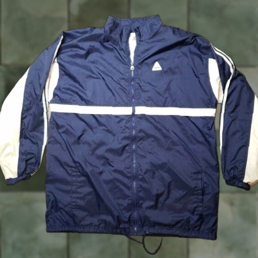 Adidas Mens Lightweight Full Zip Track Jacket Blue White XL