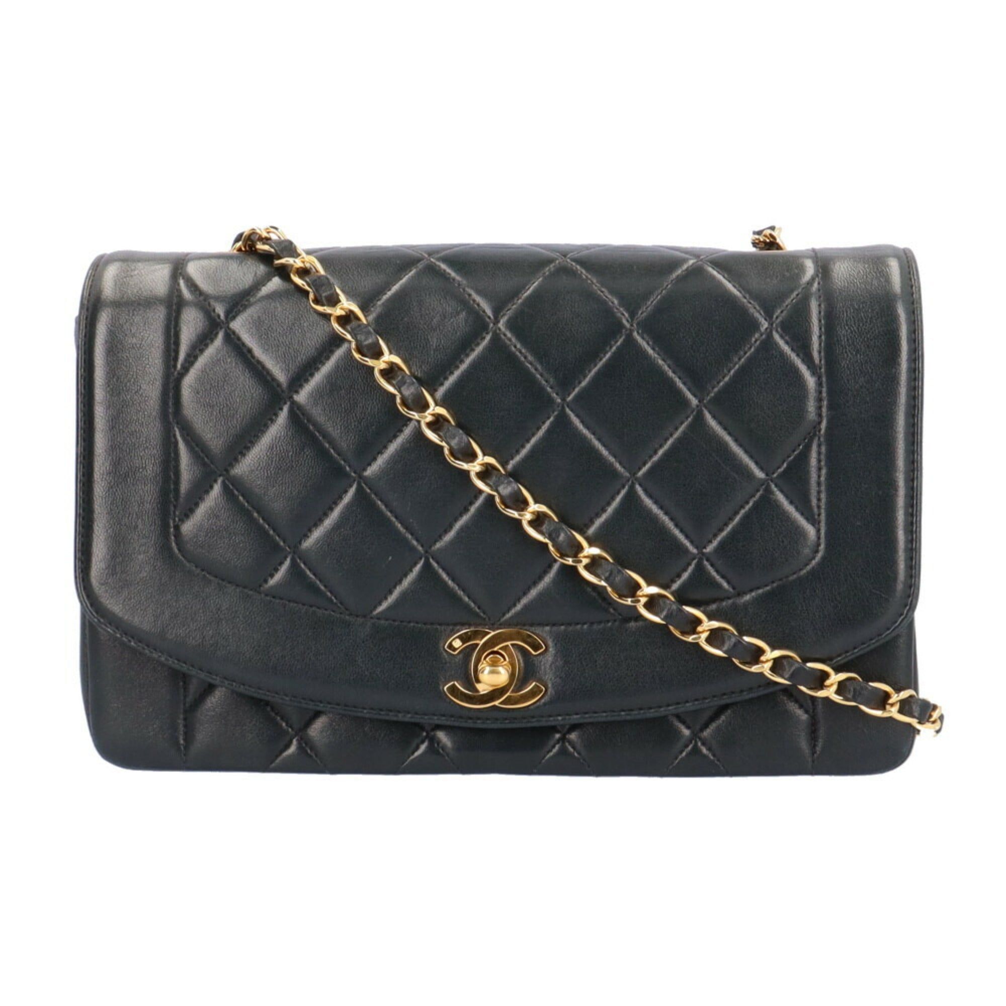 Chanel CHANEL Diana Chain Shoulder Bag Leather Black Women's Size ONE SIZE - 1 Preview