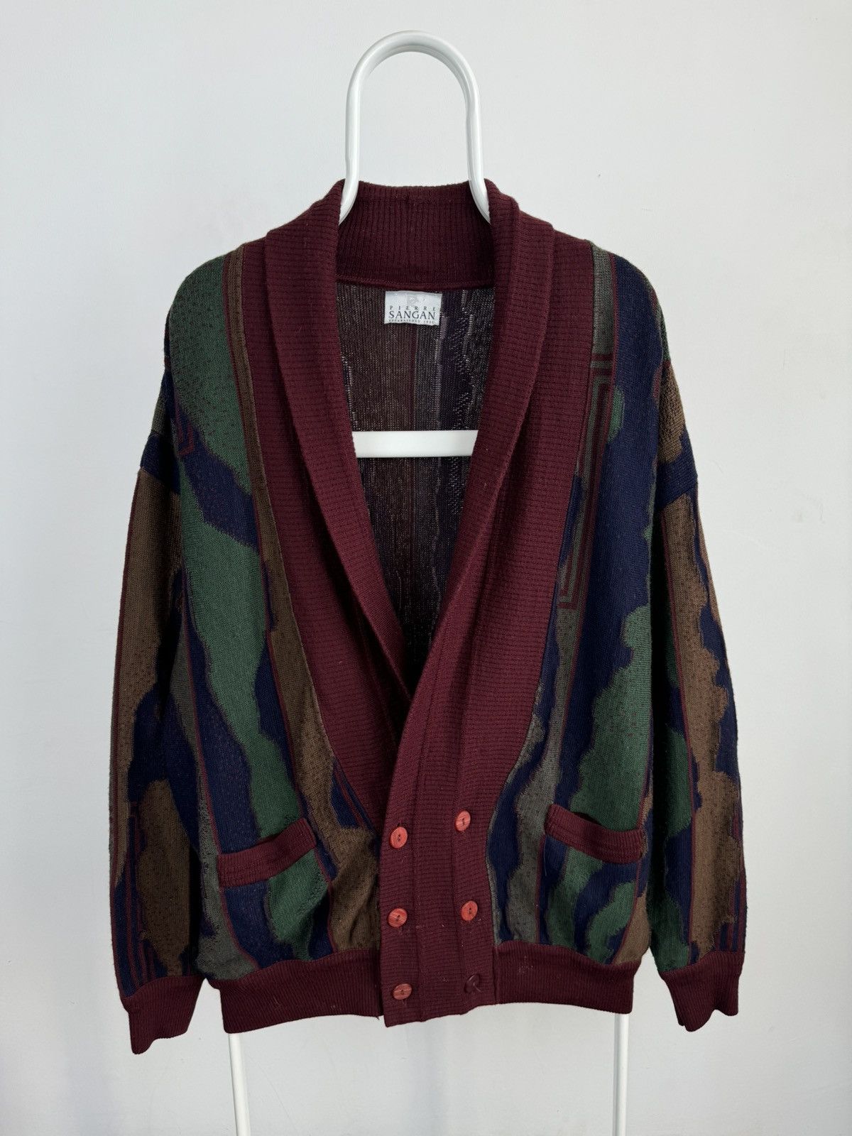 Vintage Vintage Pierre Sangan Multicolour Coogi Style Cardigan Size US XXL / EU 58 / 5 - 1 Thumbnail