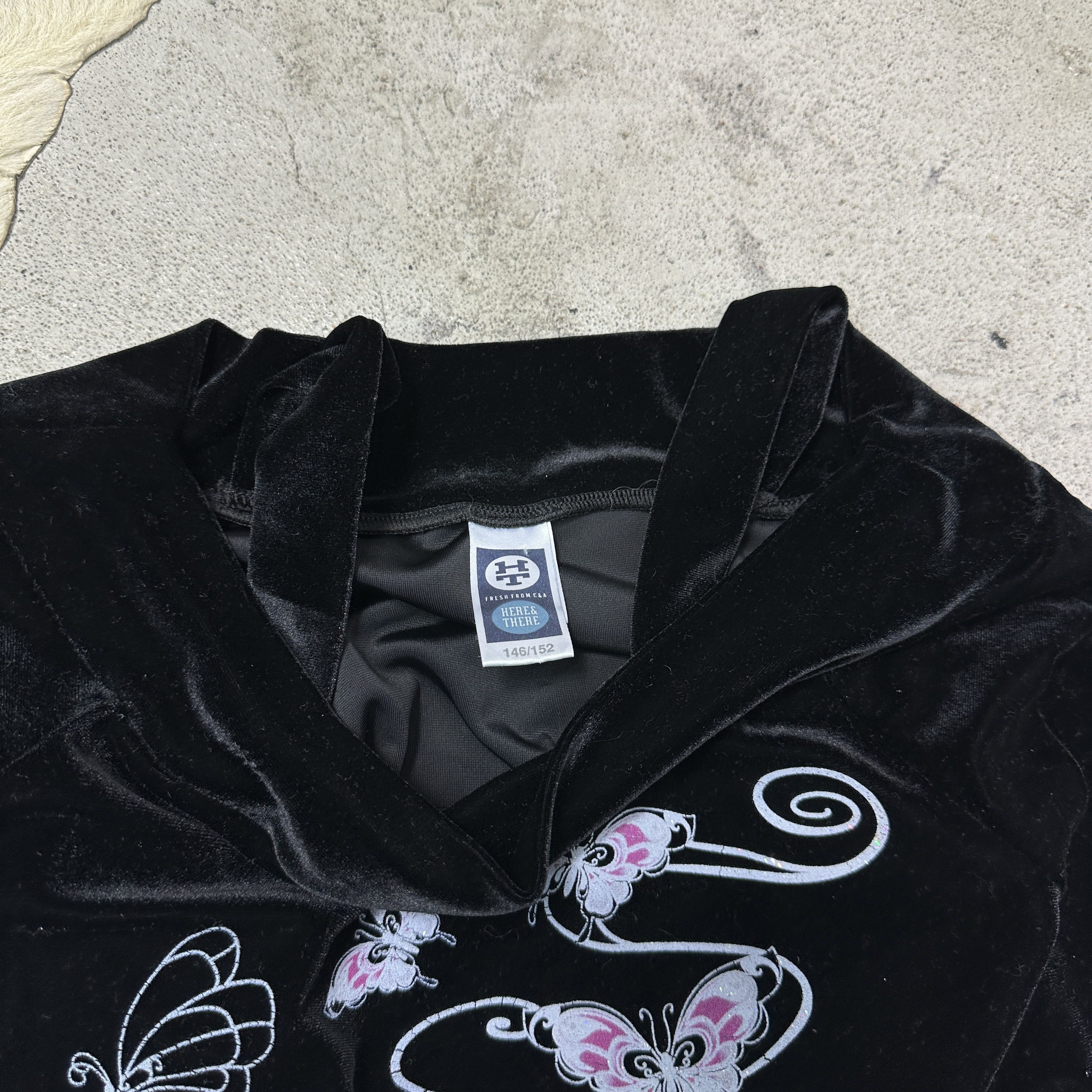 Vintage Vintage Avant Garde Velvet Butterflies Longsleeve 00s Size XS / US 0-2 / IT 36-38 - 5 Thumbnail