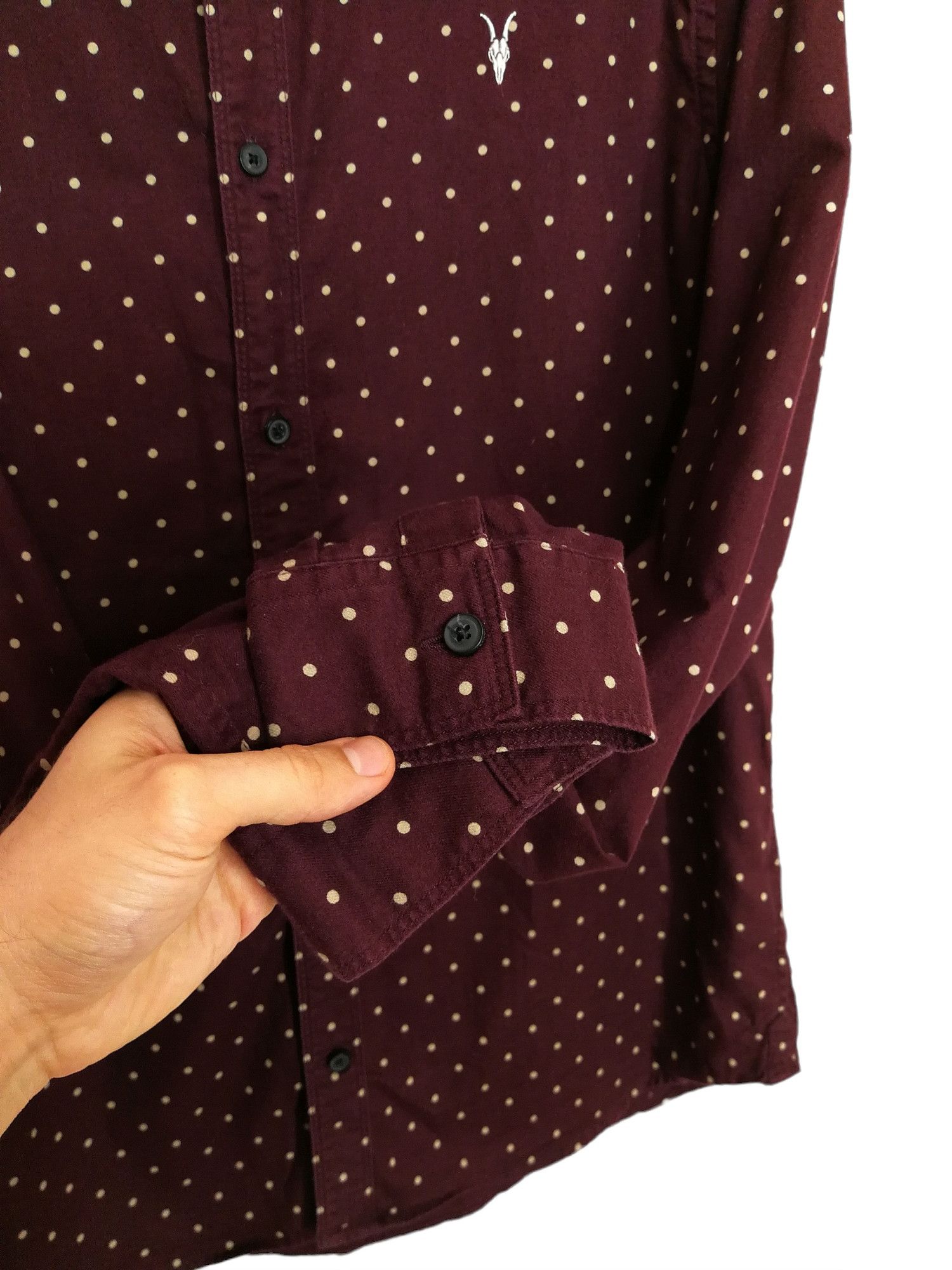 Allsaints Allsaints Bethel Shirt LS Burgundy & White Polka Dot Size US M / EU 48-50 / 2 - 11 Thumbnail