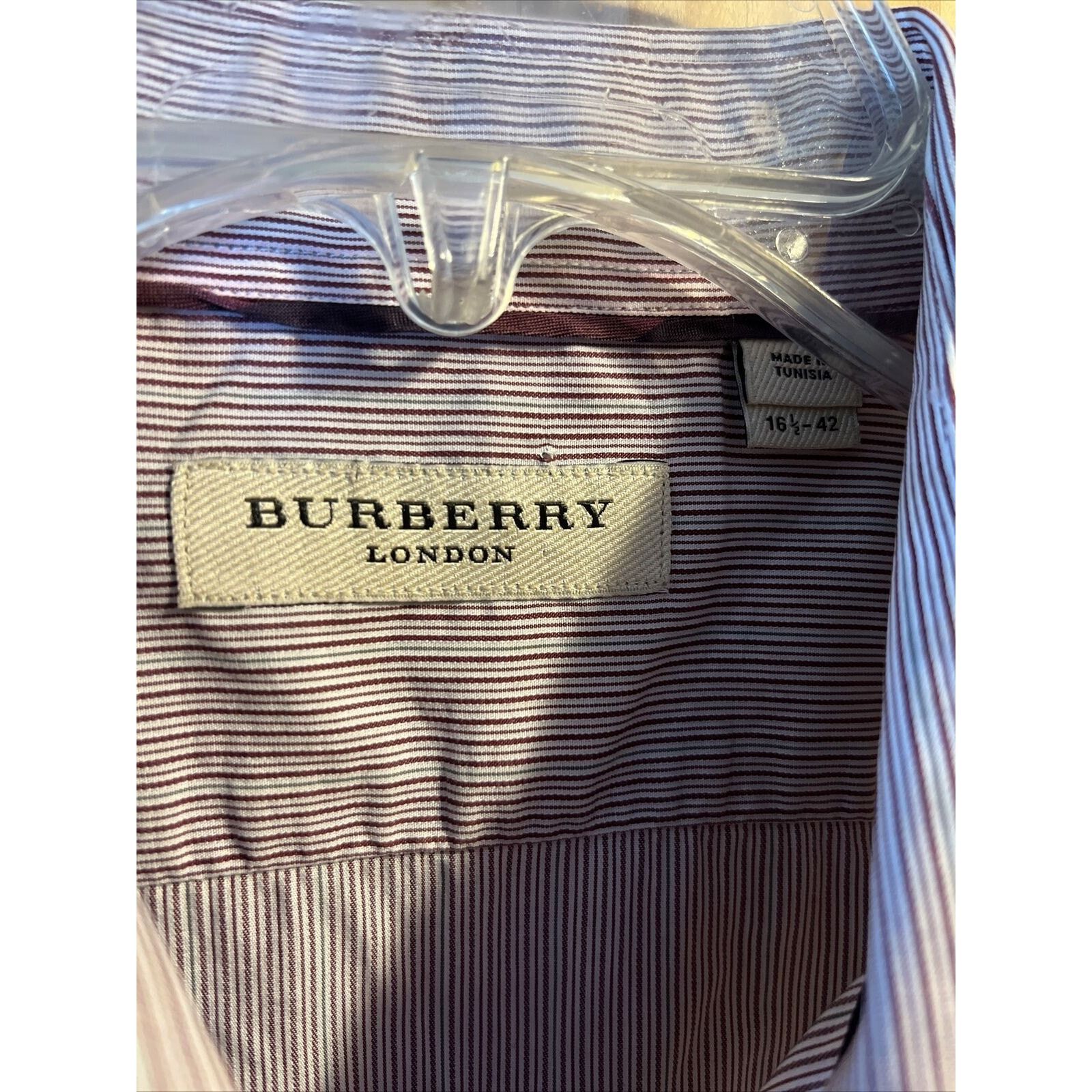 Burberry Burberry London Men’s 16.5 42 Red Striped LS Cotton Shirt Size US L / EU 52-54 / 3 - 2 Thumbnail