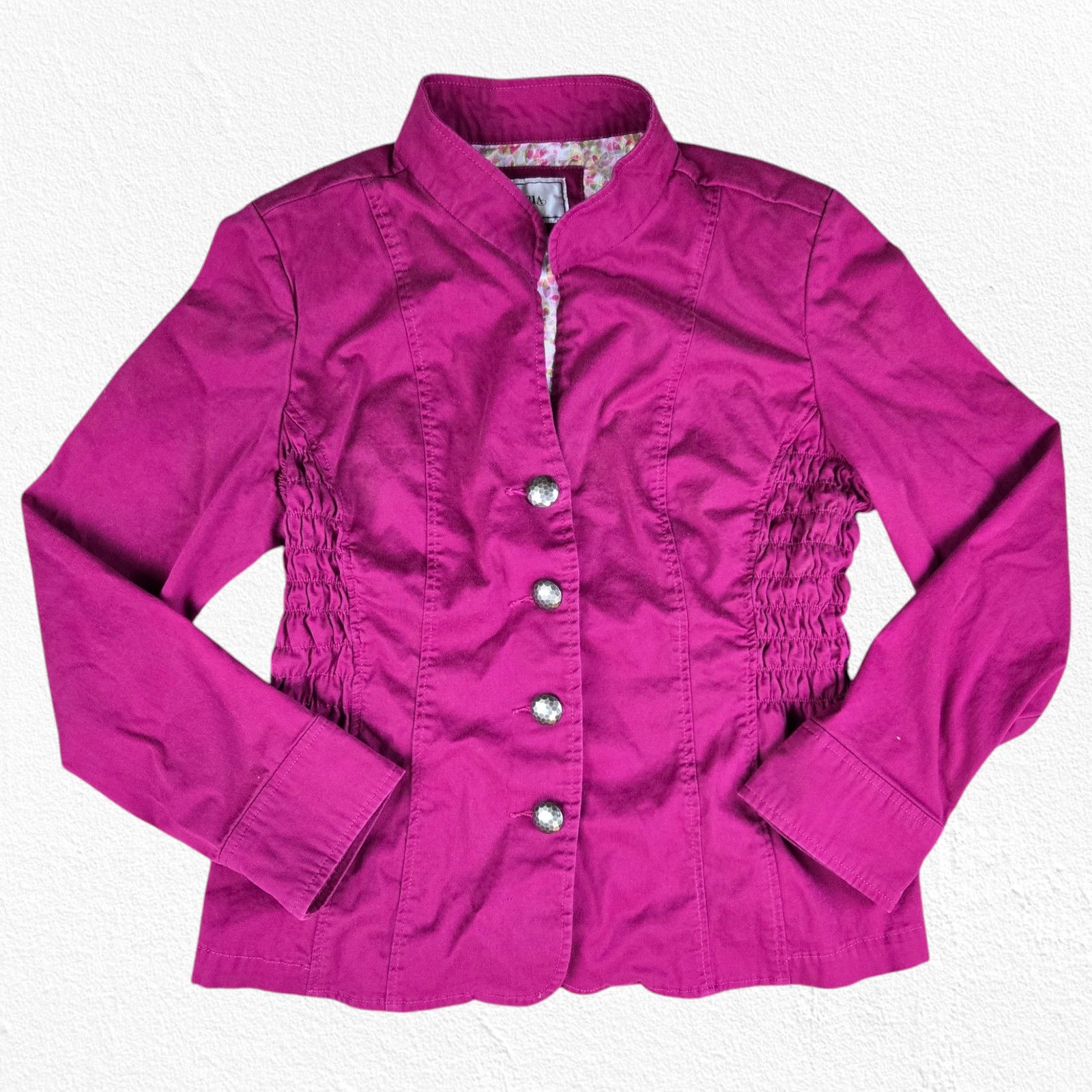 Vintage Vintage Magenta Pink Mandarin Collar Jacket Size Medium Size M / US 6-8 / IT 42-44 - 2 Thumbnail