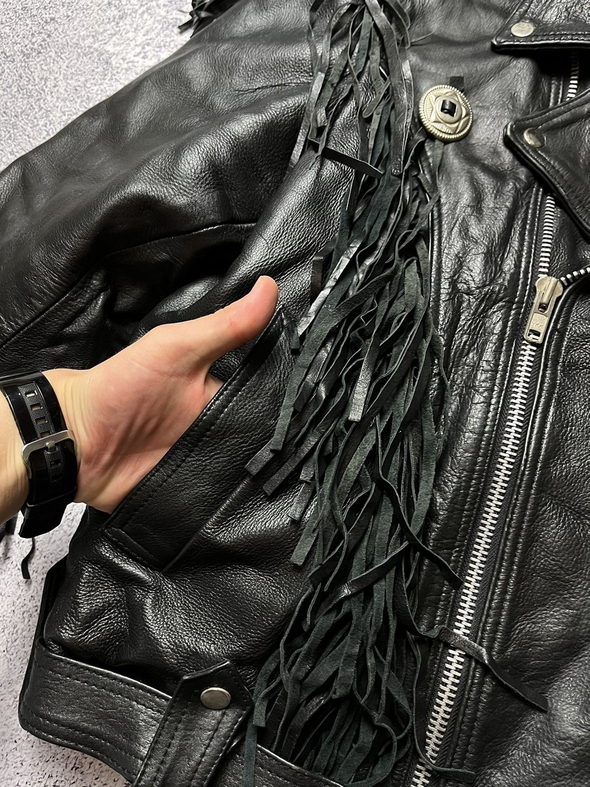 Vintage Vintage Avant Garde Y2k Black Leather Jacket Size US L / EU 52-54 / 3 - 6 Thumbnail