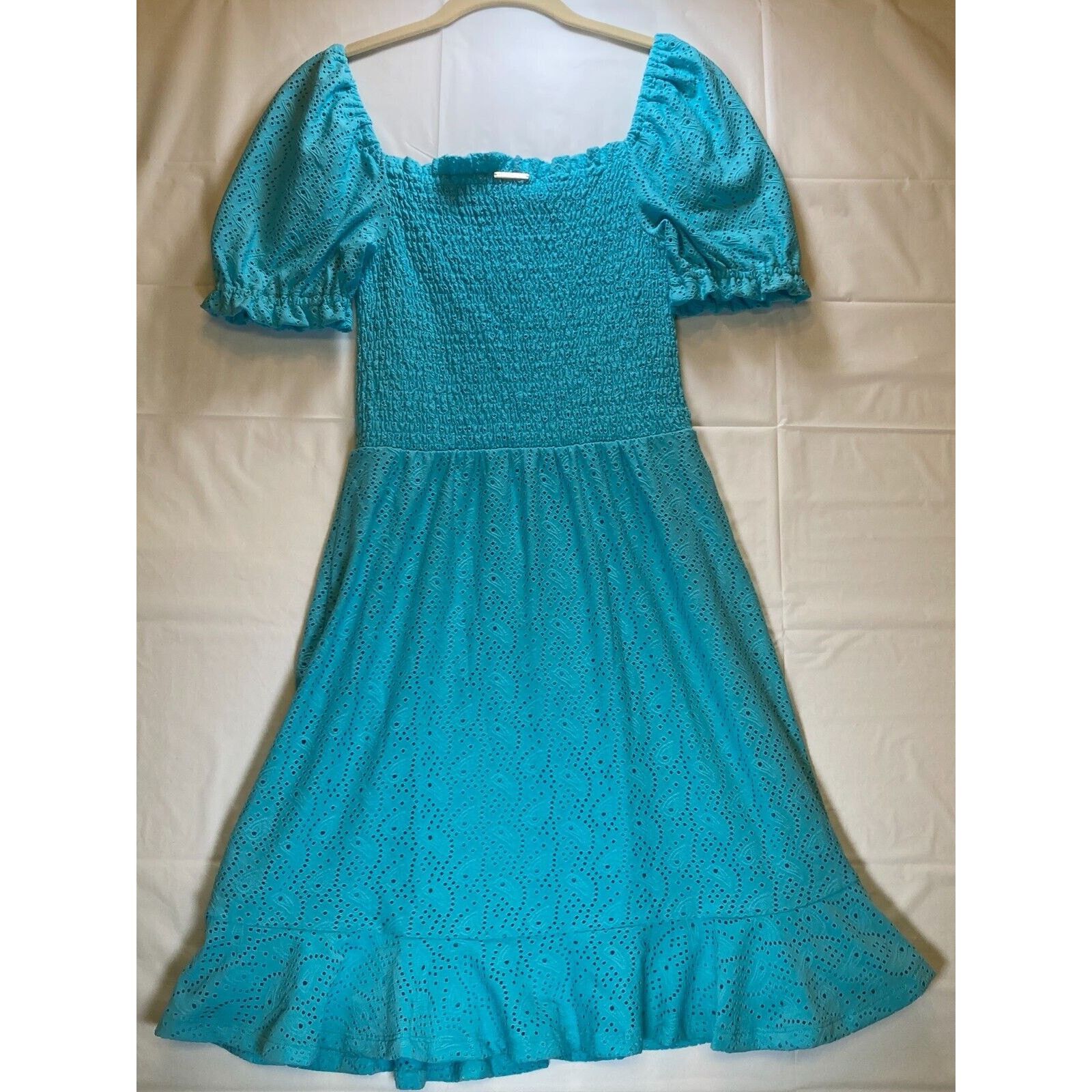 Michael Kors MICHAEL KORS Womens Aqua Peasant Dress Pouf Sleeve Dress S Size S / US 4 / IT 40 - 7 Thumbnail