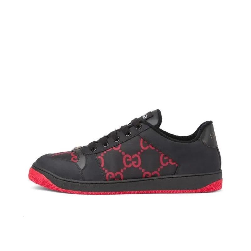 Gucci o1mt1gz0325 Screener Low-Top Sneakers in Black/Red Size US 5.5 / EU 38 - 1 Thumbnail