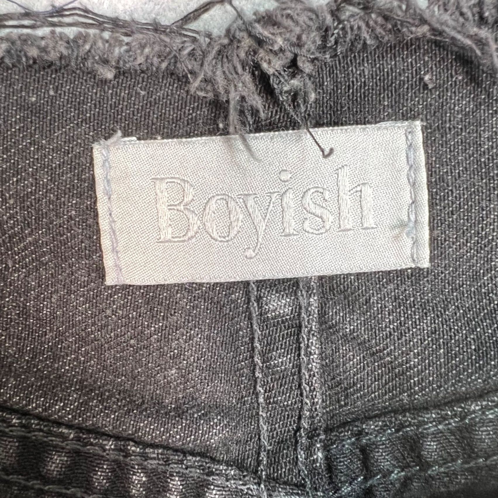 Boyish Boyish Black Denim Mini Skirt W/ Frayed Hem & Dual Front Zippers - 28 Adult Womens Shorts Skirt Casual Vintage Not Applicable? Size 28" / US 6 / IT 42 - 3 Thumbnail
