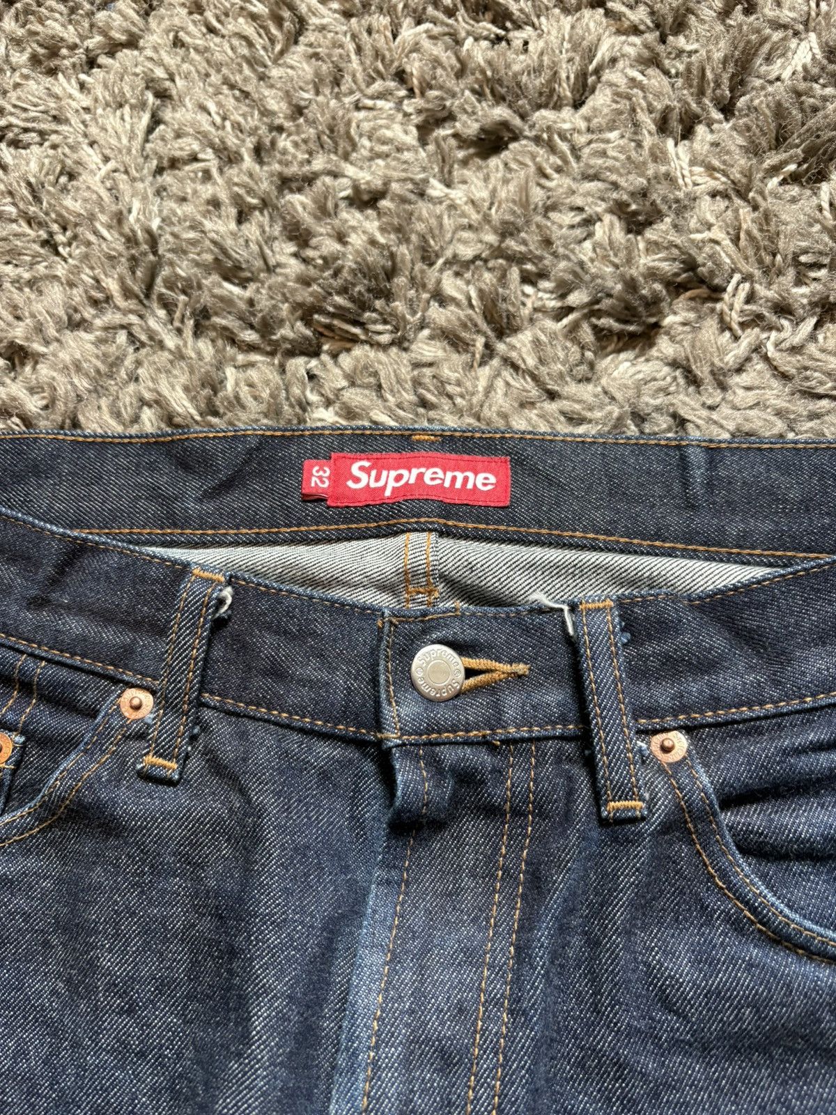 Supreme rigid indigo baggy jeans | Grailed