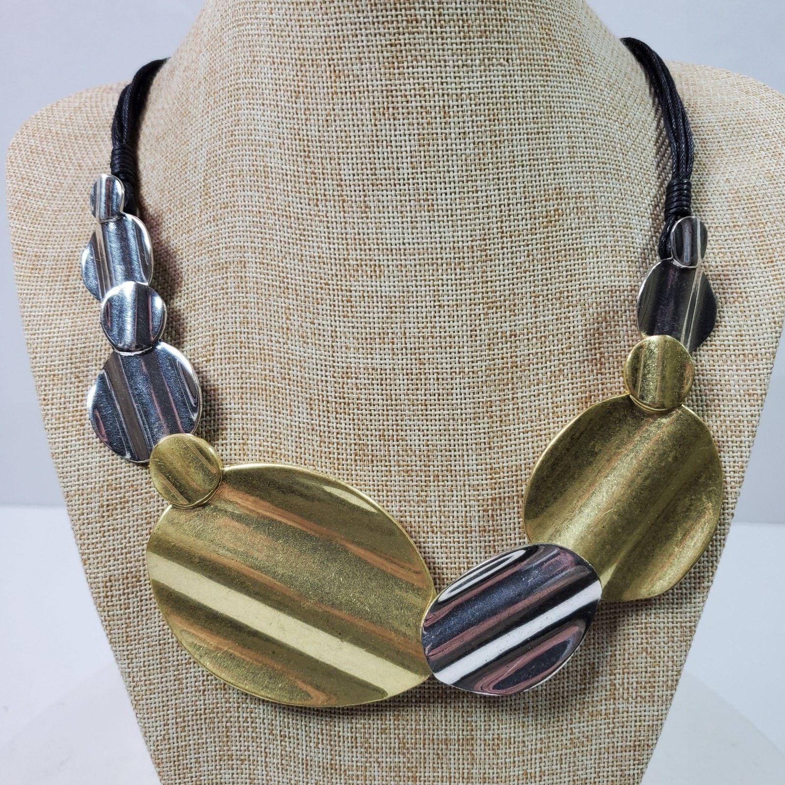The Unbranded Brand Casual Career Statement Necklace 16 Inch Silver & Gold Tone Size ONE SIZE - 1 Thumbnail