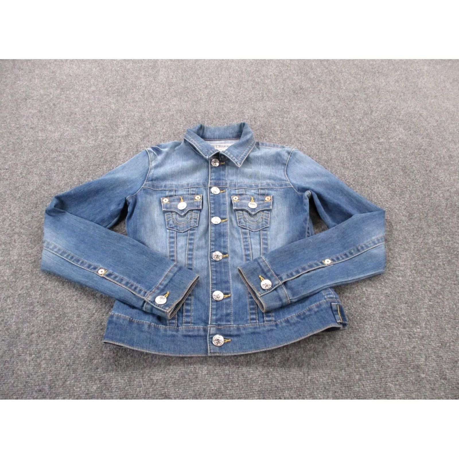 True Religion True Religion Jacket Womens XS Blue Denim Trucker Shirt Jacket Cassual Workwear Outdoor Outdoors Size 26" / US 2 / IT 38 - 2 Thumbnail