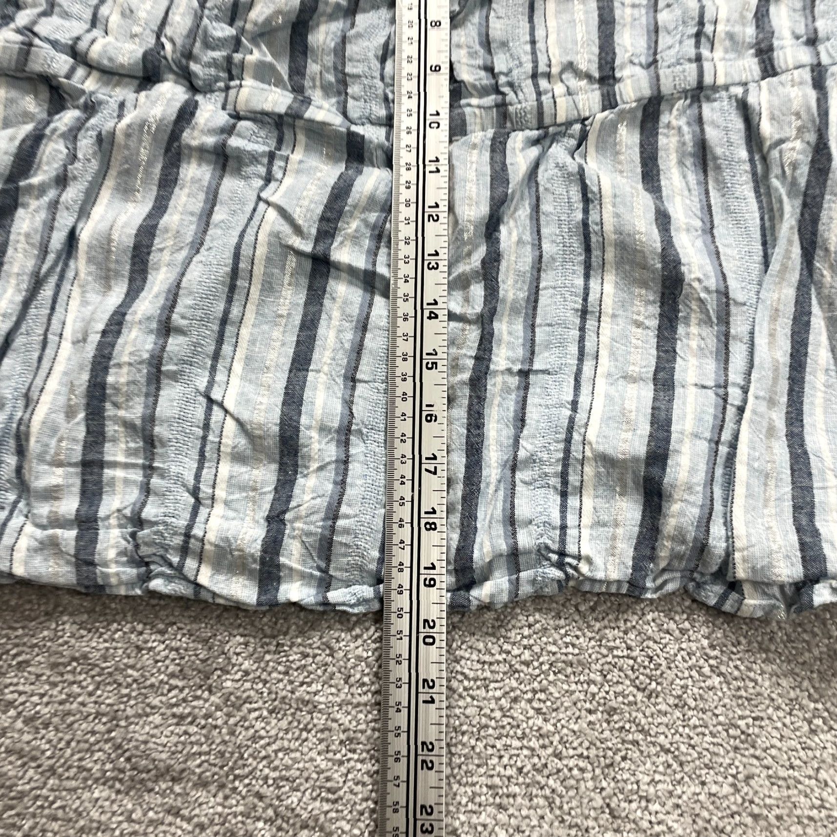 Vintage VINTAGE Lane Bryant Blouse Women Plus Size 20 Short Sleeve Linen Rayon Striped Off Shoulder Casual Top Blue Size 3XL / US 20-22 - 7 Thumbnail