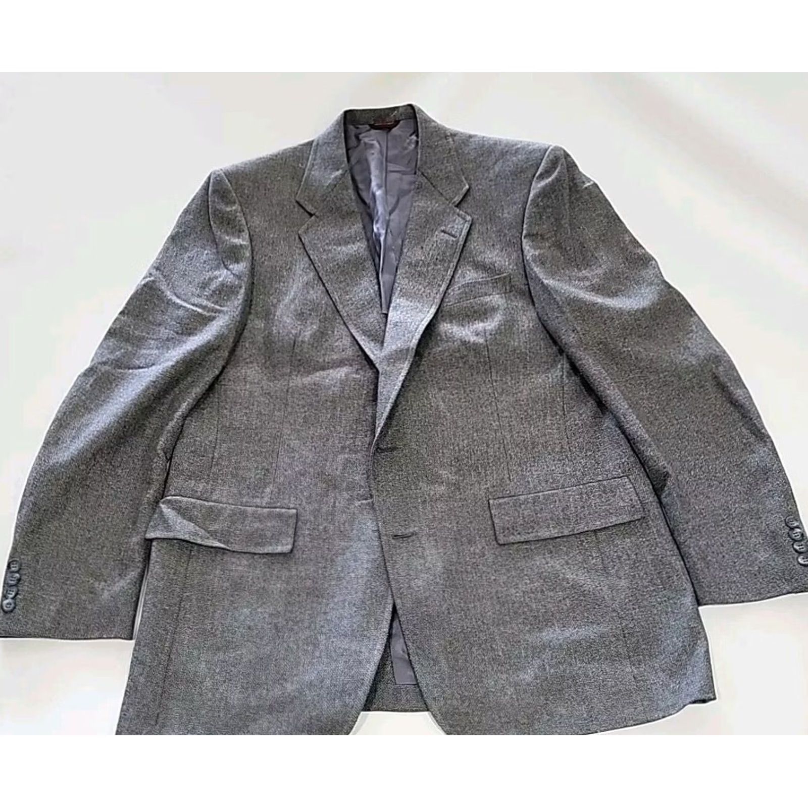 Hart Schaffner Marx VINTAGE Hart Schaffner Marx Diamonds Blazer Suit Jacket 80s Gray Blue Wool 44 Regular Men Mens Size 44R - 2 Thumbnail