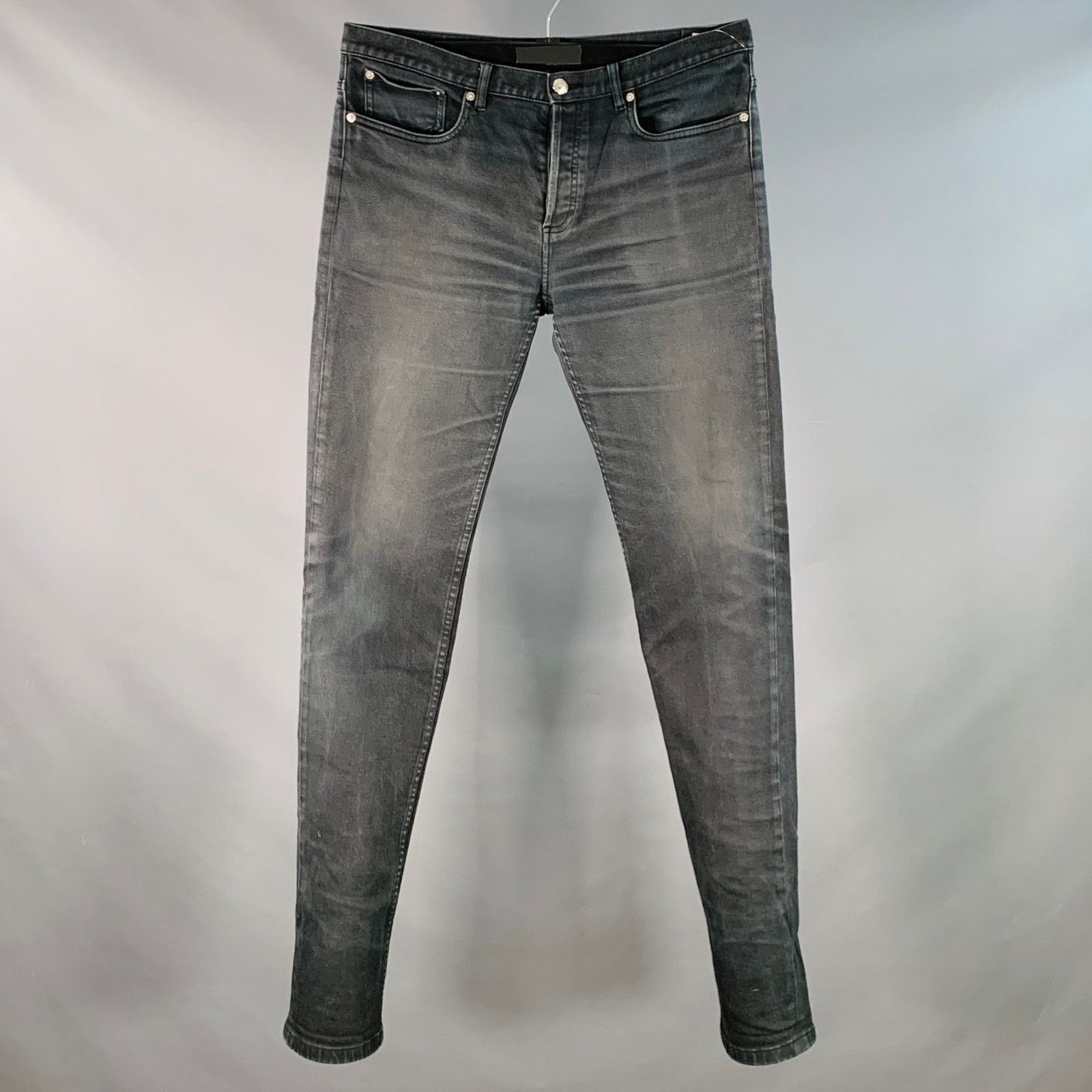 A.P.C. 33 Grey Cotton Blend Twill Slim Tapered Button Fly Jeans Size US 33 - 1 Thumbnail