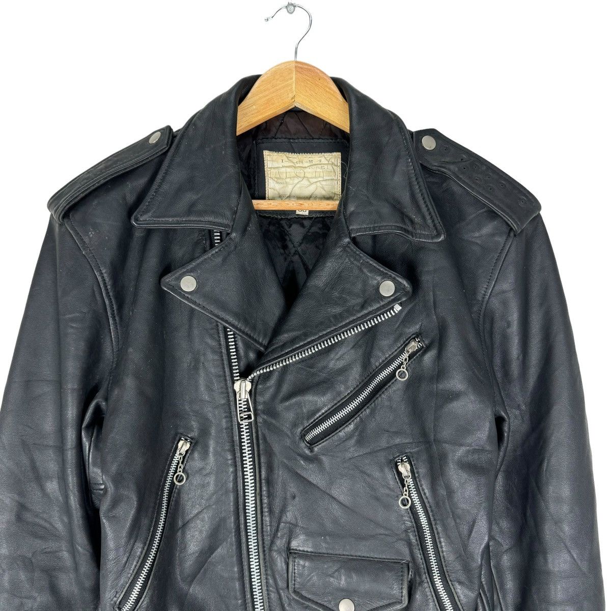 Japanese Brand ☀️HOUSTON DOUBLE COLLAR BIKERS LEATHER JACKET Size US M / EU 48-50 / 2 - 3 Thumbnail