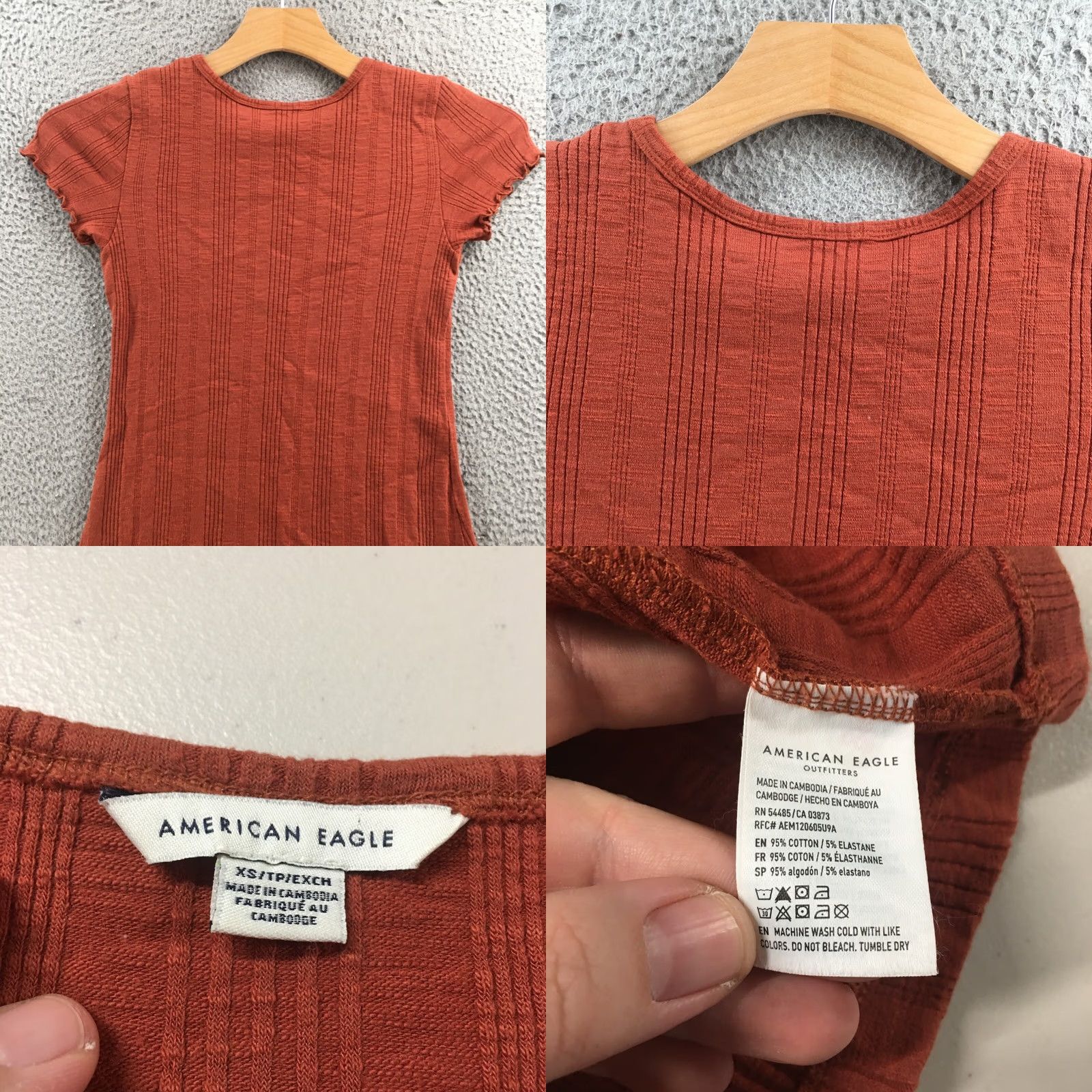 American Eagle Outfitters American Eagle Outfitters Shift Dress Womens XS Orange Cotton Blend Short Sleeve Pullover Size XS / US 0-2 / IT 36-38 - 8 Thumbnail