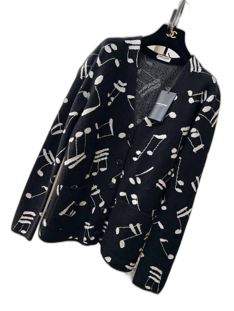 Yves Saint Laurent Saint Laurent Black Music Note Cardigan- Size US XS / EU 42 / 0 - 1 Thumbnail