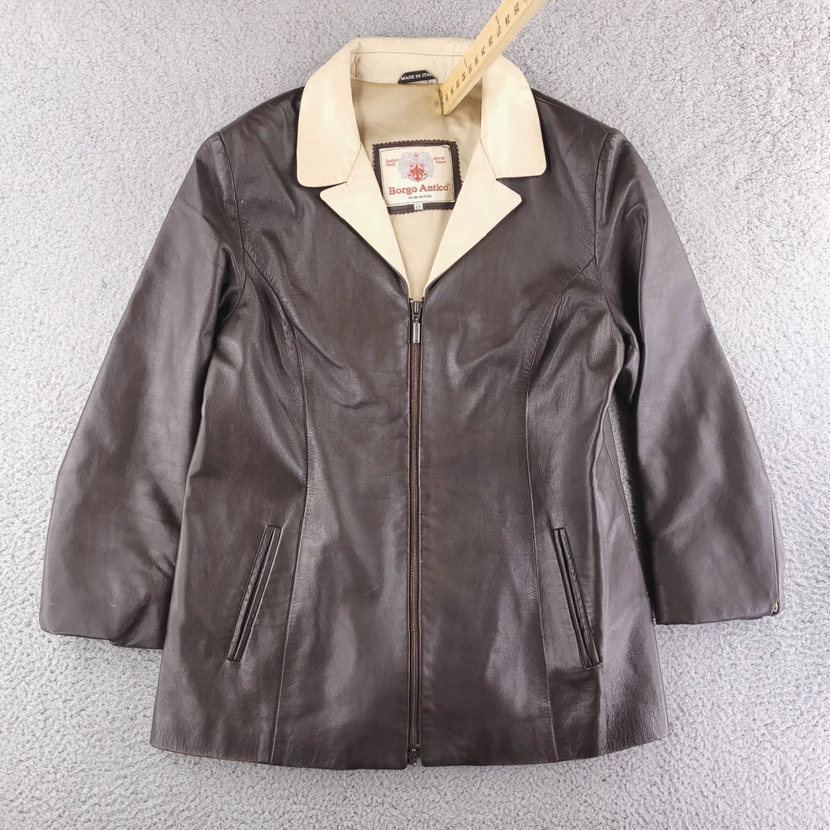Vintage VINTAGE Borgo Antico Jacket Womens Large Brown Leather EU 46 Made in Italy Zip Retro Size L / US 10 / IT 46 - 2 Thumbnail