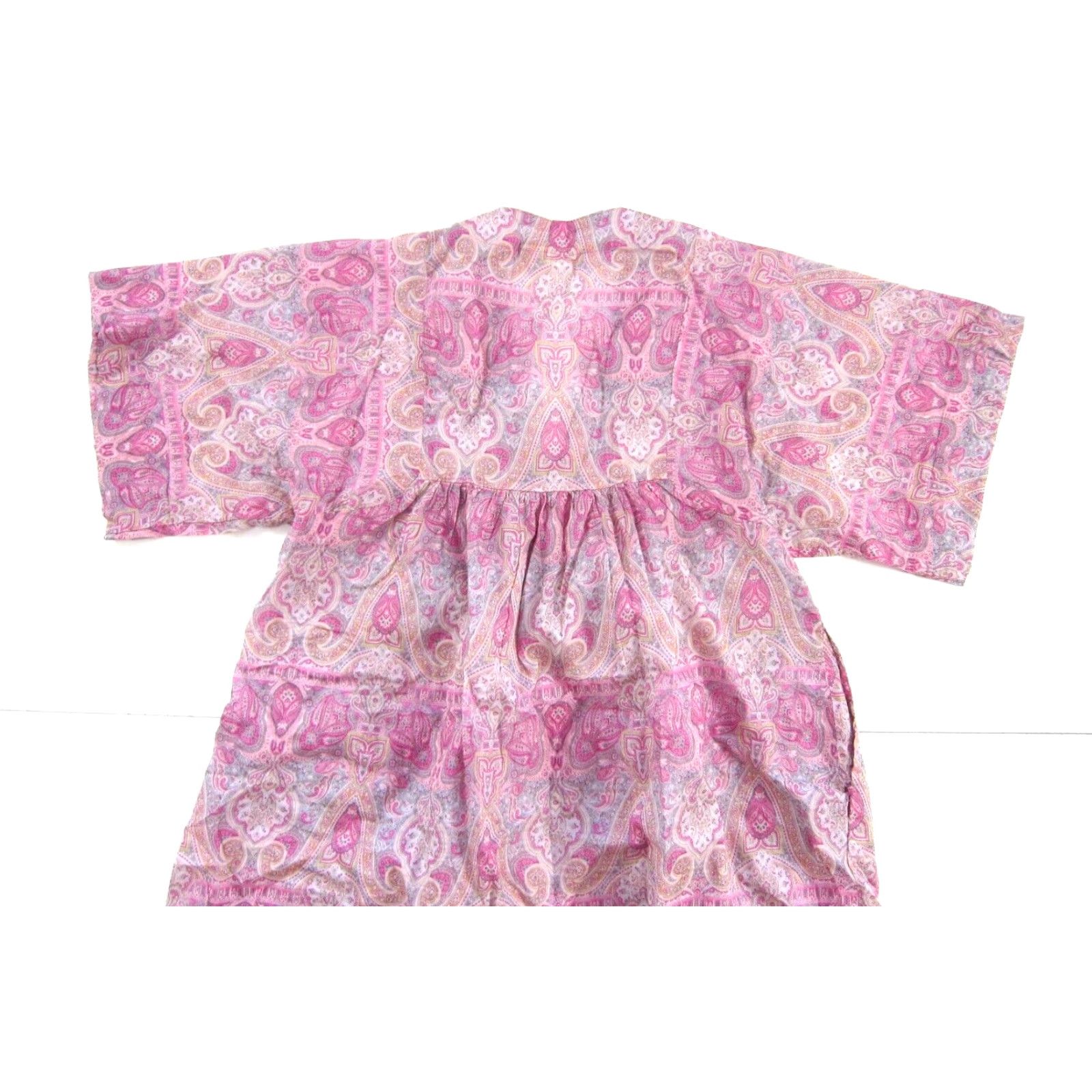 Vintage Papinelle Pocket Maxi Kaftan Dress Pink Cotton Short Sleeve Small Size 28" / US 6 / IT 42 - 6 Thumbnail