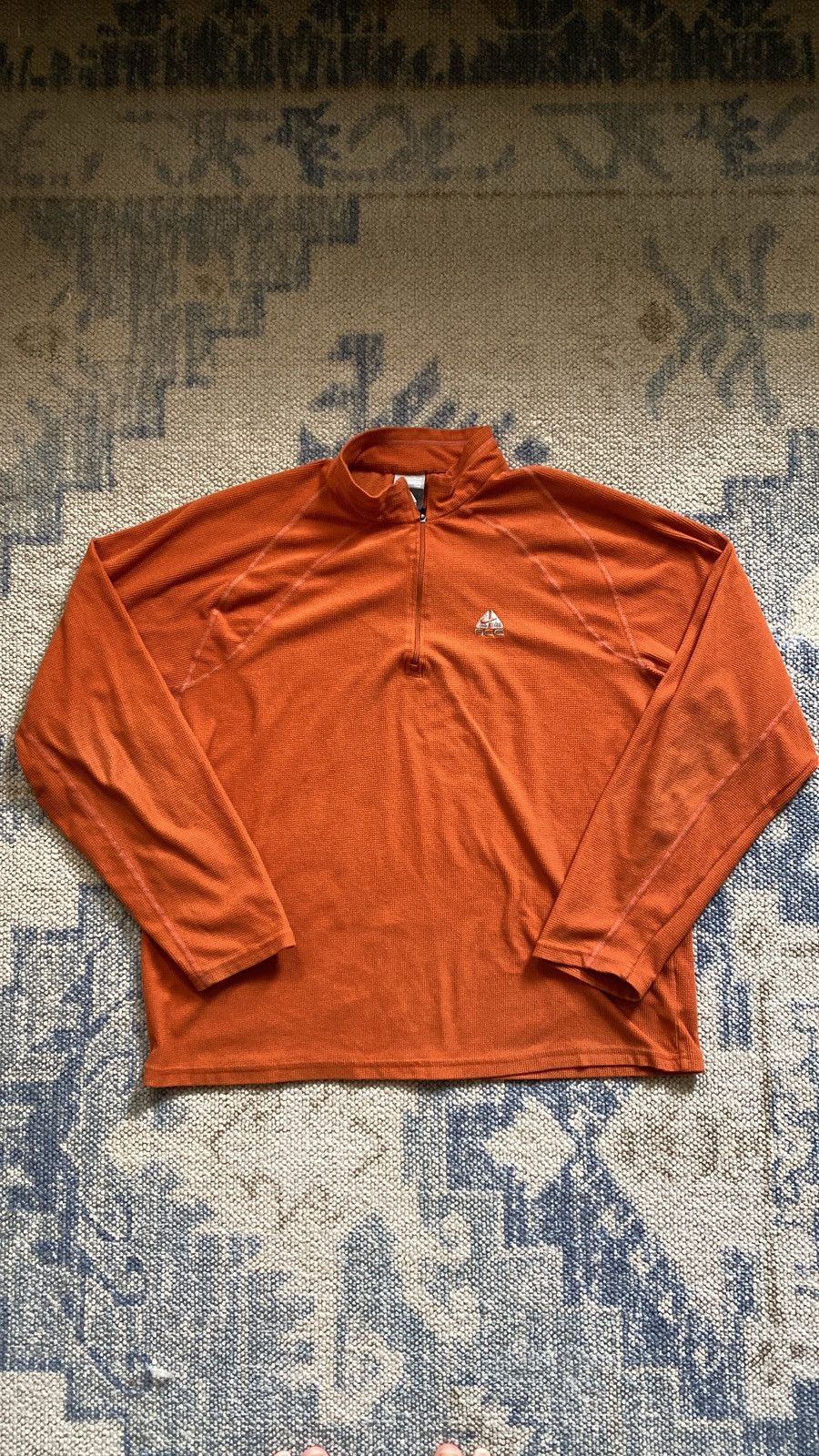 Nike ACG Vtg Nike ACG Waffle Knit Thermal Pullover 1/4 Zip Orange L Size US L / EU 52-54 / 3 - 1 Thumbnail