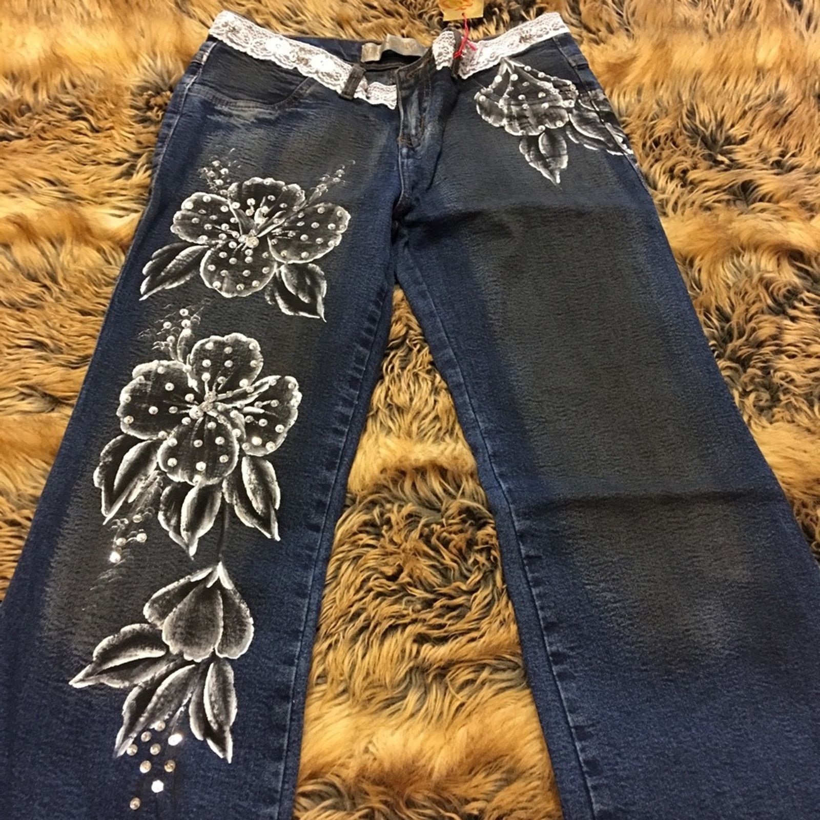 Other Virgin Only stretch print/sequin jeans NWT Size 34" / US 12 / IT 48 - 2 Thumbnail