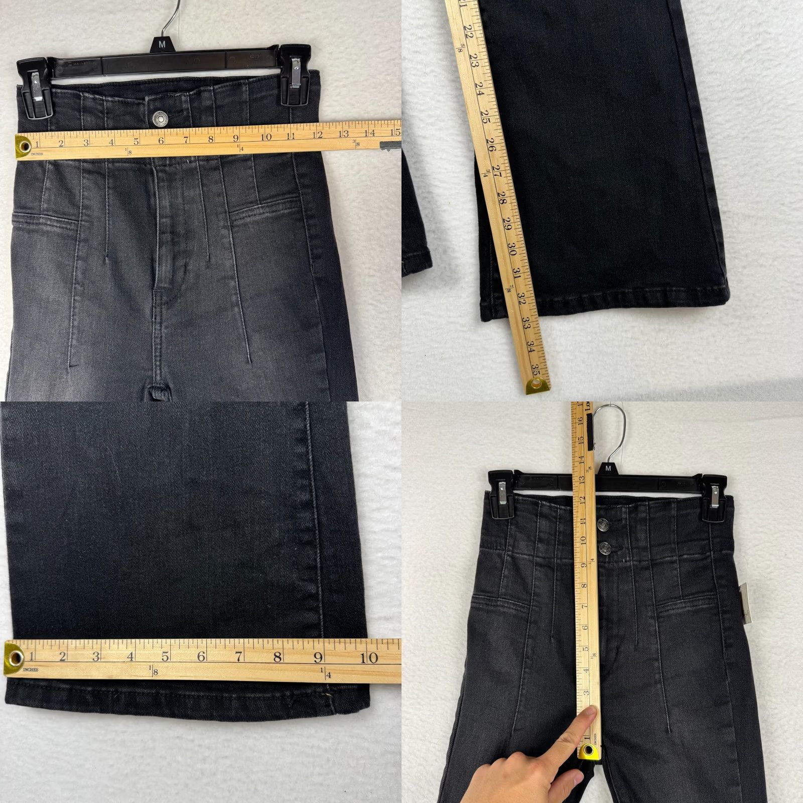 Free People Free People Jeans 24 24 Wayde High Rise Flared Bell Bottoms Denim Black Womens Regular Boho 90s 00s Bohemian Spring Fall Winter Girls Mens Size 42" / US 20 - 8 Thumbnail