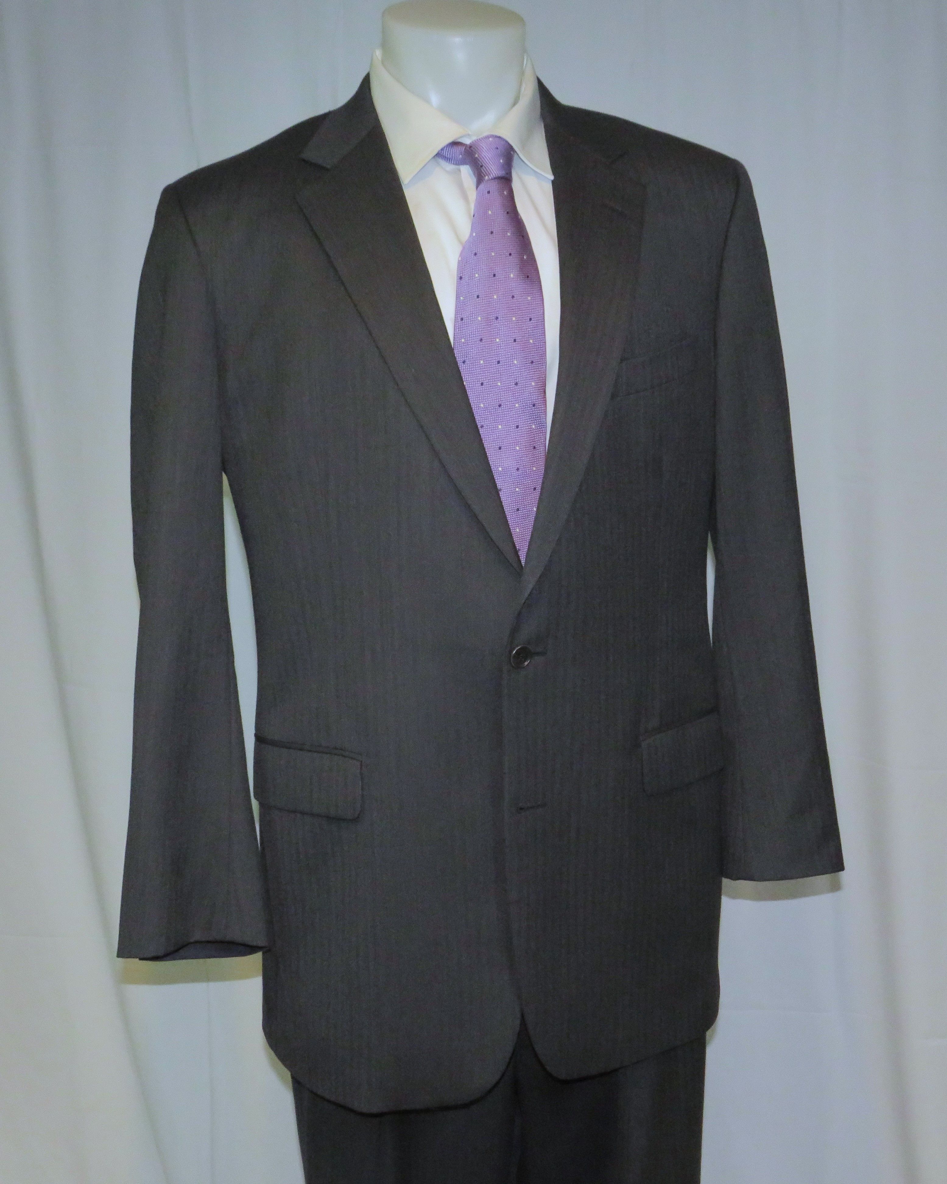 Brooks Brothers 1818 Madison Saxxon Gray Herringbone Two Button Suit 46XL Size 46L - 7 Thumbnail