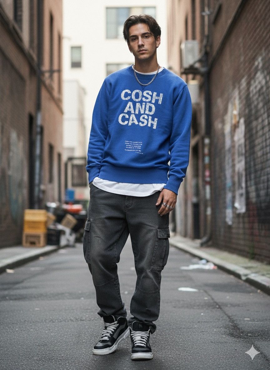 Diet Butcher Slim Skin 2000s DIET BUTCHER SLIM SKIN “COSH AND CASH” DISTRESSED CREW Size US L / EU 52-54 / 3 - 1 Thumbnail
