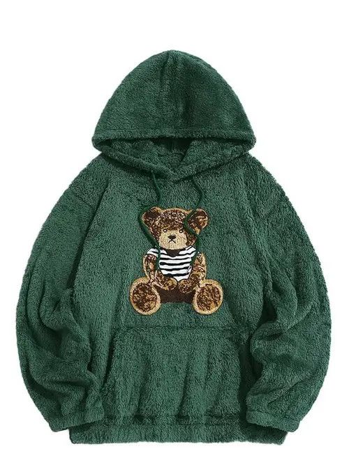 image of Designer 20 Hoodie Fluffy Teddy Bear Sweetshirt, Men's (Size Medium)