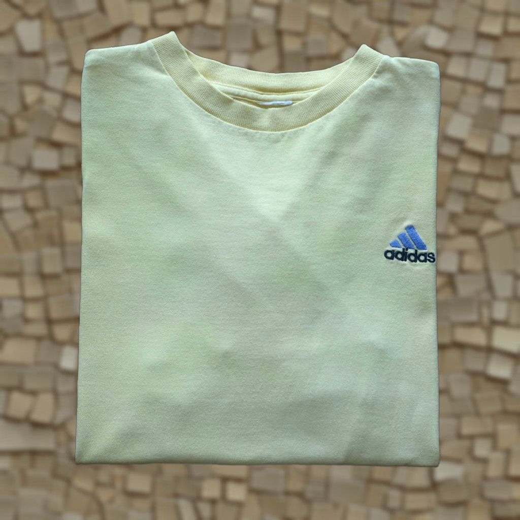 Adidas VINTAGE adidas EQUIPMENT T-Shirt Mens L Yellow 90s Y2K Distressed Cotton Long Sleeve Crew Neck Shirt Size US L / EU 52-54 / 3 - 1 Thumbnail