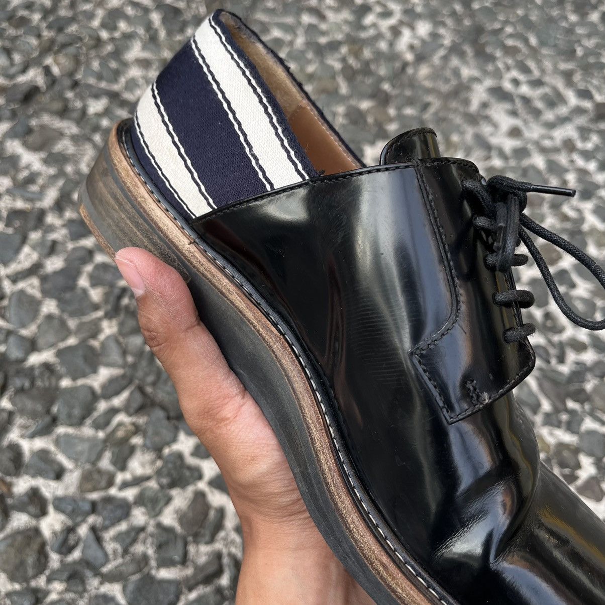 Dries Van Noten Dries Van Noten Striped Heel Panel Derby Shoes Size US 8 / EU 41 - 15 Thumbnail