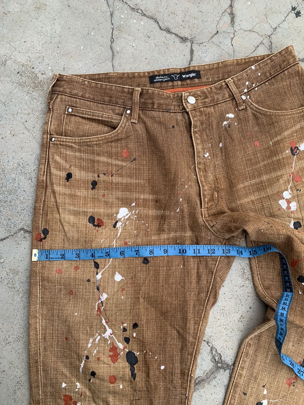 Wrangler Wrangler "Buffalo Head" Painted Brown Wash Painter Pants. Size US 36 / EU 52 - 11 Thumbnail