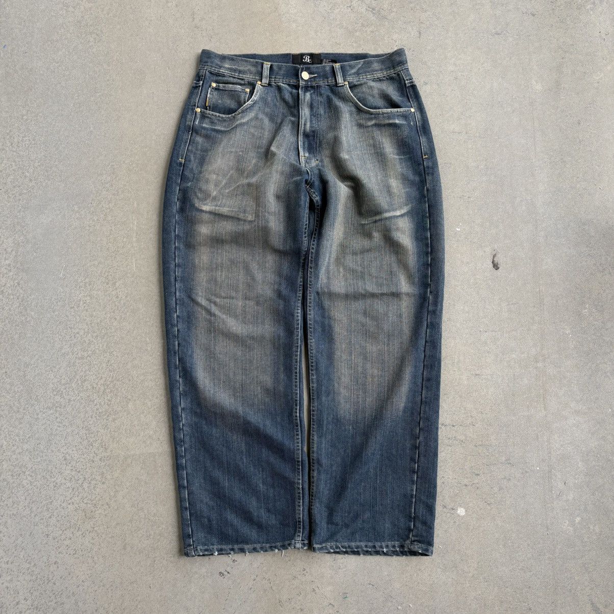 Japanese Brand × Vintage Crazy Y2K Baggy BC Jeans Washed Denim Embroidered Pockets Size US 38 / EU 54 - 3 Thumbnail
