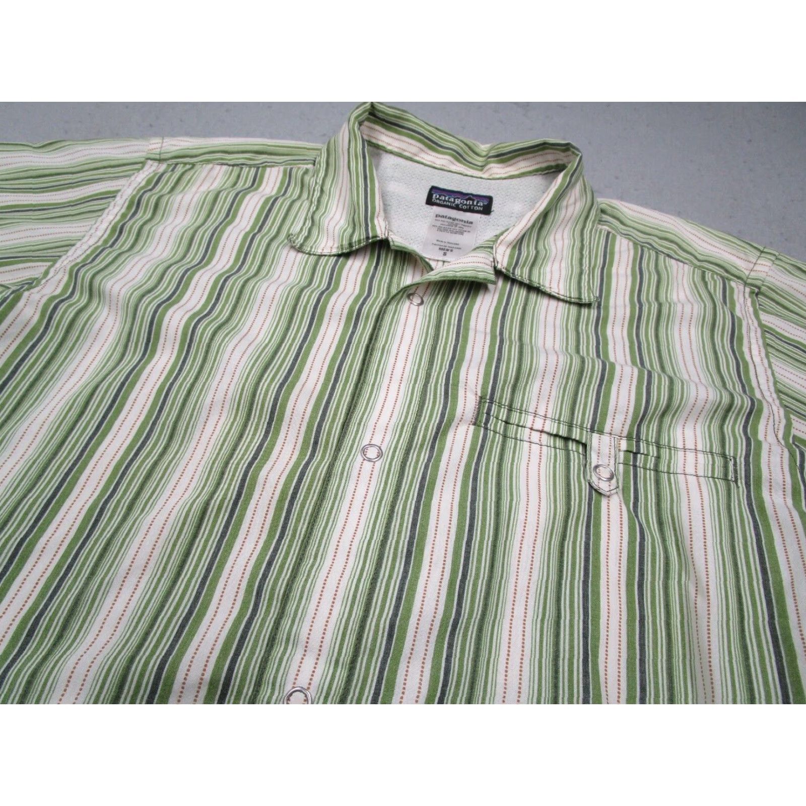 Patagonia Patagonia Shirt Mens Small Green Stripe Snap Front Organic Cotton Work Hike Size US S / EU 44-46 / 1 - 2 Thumbnail