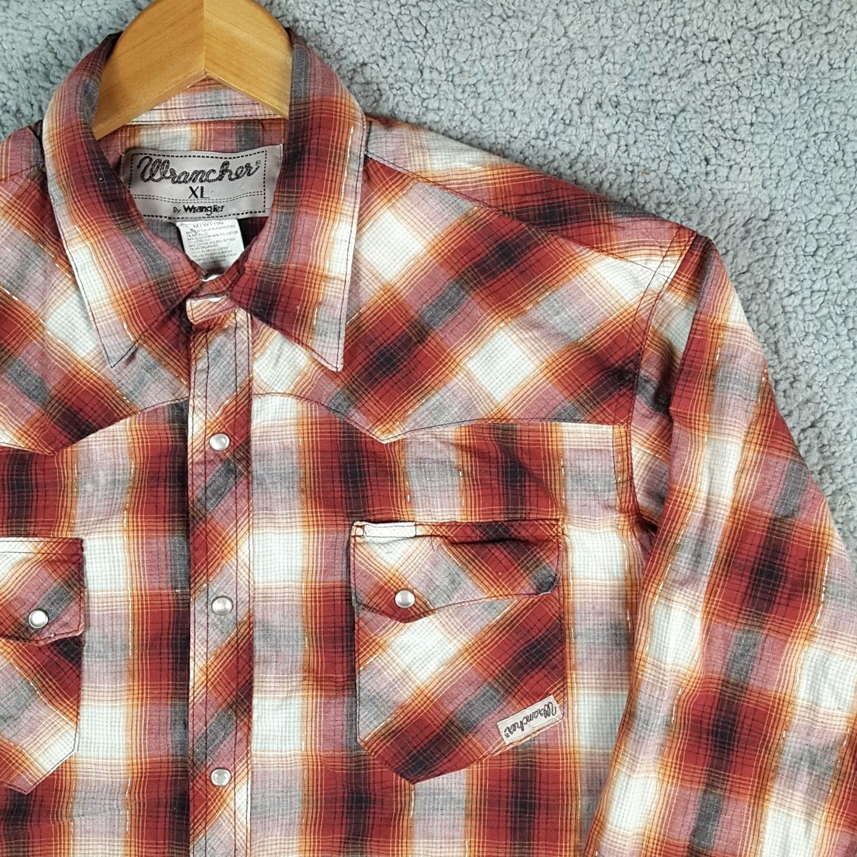 Wrangler VINTAGE Wrangler Shadow Plaid Western Peal Snap Men's XL Button Up Shirt Size US XL / EU 56 / 4 - 4 Thumbnail