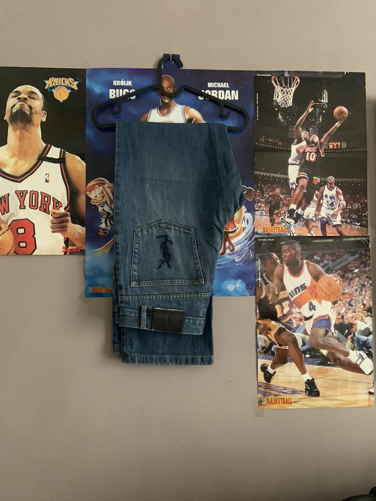 Vintage 90s Vintage Yves Saint Laurent 32x32 Big Logo Denim Jeans Size US 32 / EU 48 - 1 Thumbnail