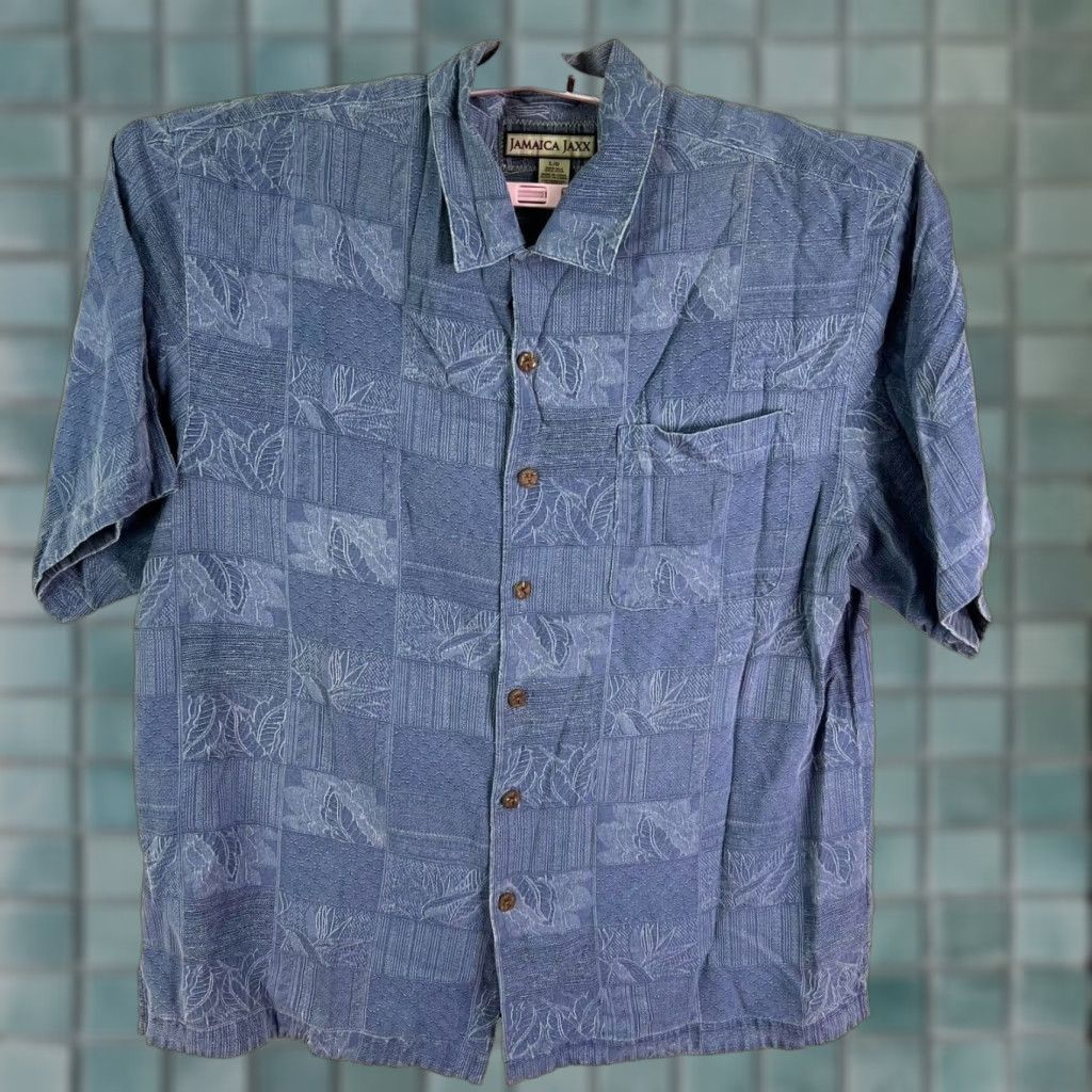 Vintage VINTAGE Jamaica Jaxx Silk Button-Up Shirt Floral Shirt Men's XL Blue (Note: Vintage tag included?) Size US XL / EU 56 / 4 - 1 Thumbnail