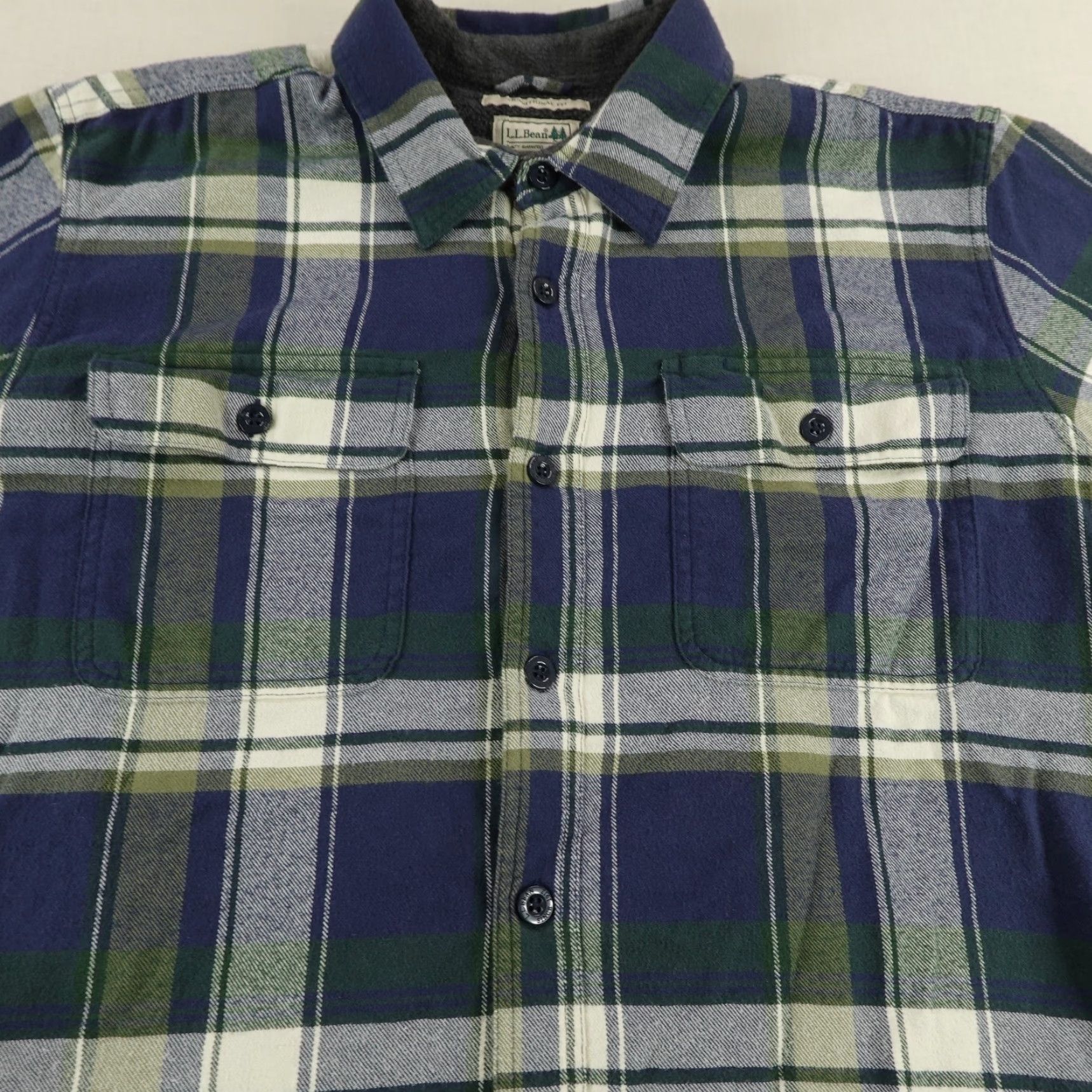 Vintage L.L. Bean Jacket Mens XL Blue Green Plaid Flannel Shacket 3-in-1 Insulated Lined Cotton Polyester Pockets Button Front Casual Workwear Travel Mens Size US XL / EU 56 / 4 - 3 Thumbnail