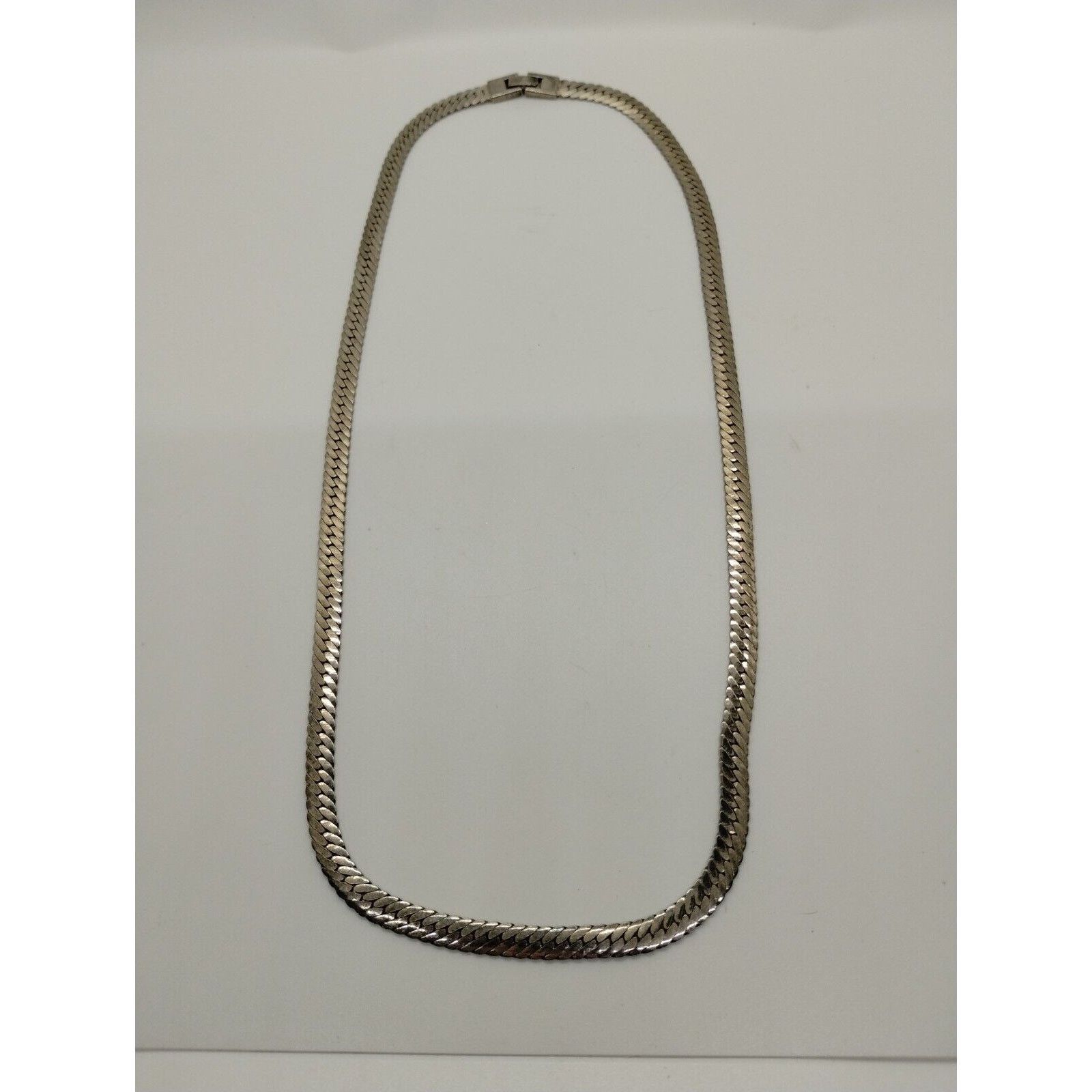 Vintage Silver Tone Herring Bone Chain Necklace - Faux Size ONE SIZE - 2 Thumbnail