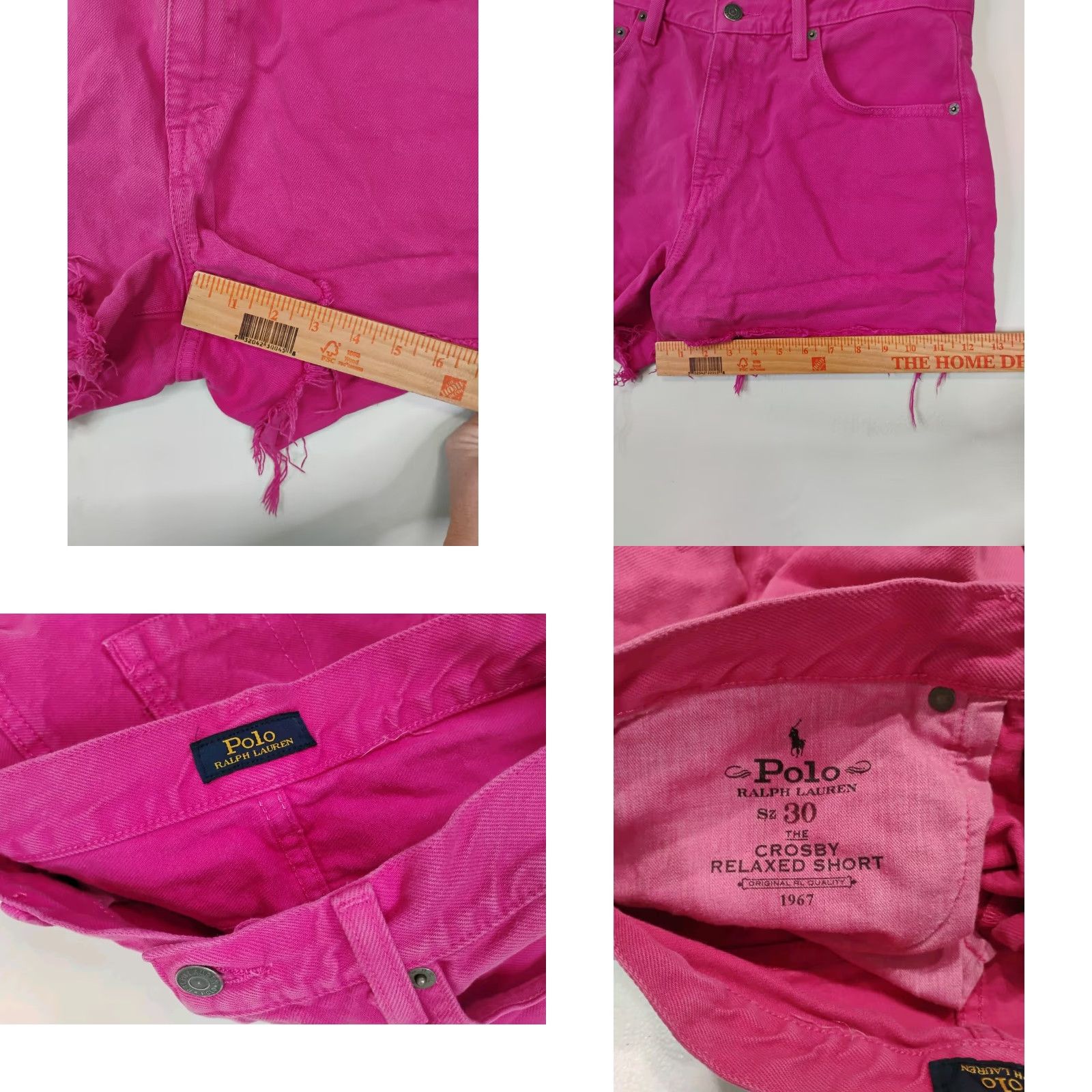 Polo Ralph Lauren VINTAGE Polo Ralph Lauren Crosby Relaxed Shorts 32 Pink Denim Barbie Frayed Raw Hem 5-Pocket Women's Shorts Size 24" / US 00 / IT 34 - 8 Thumbnail